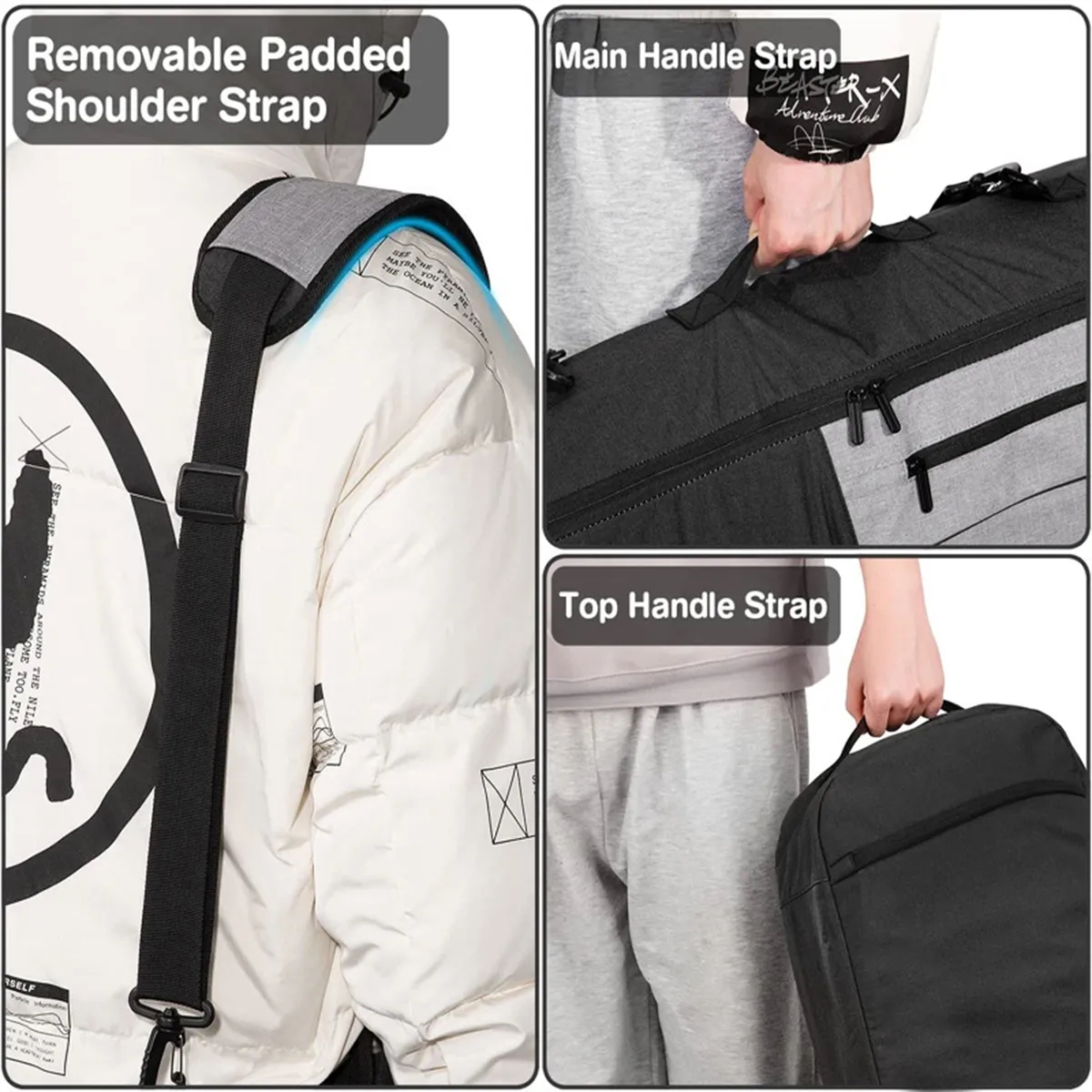 600D Premium Water-Resistant Padded Snowboard Ski Bags 8