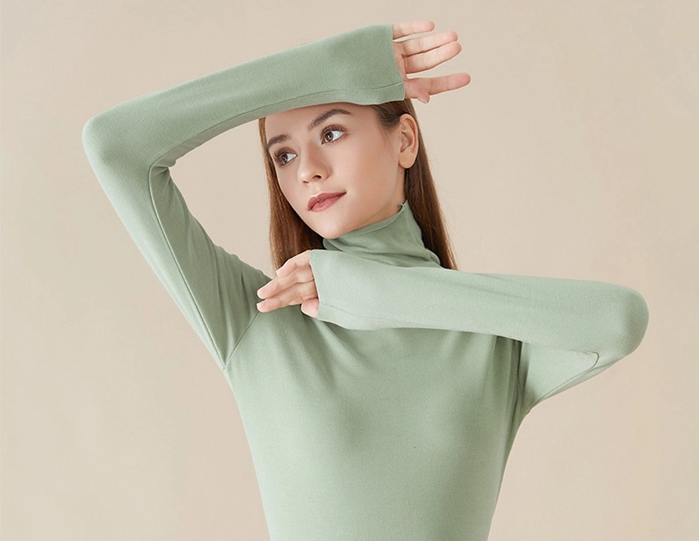 Women's Long Sleeve Turtleneck Pullover Slim Shirt Top 1