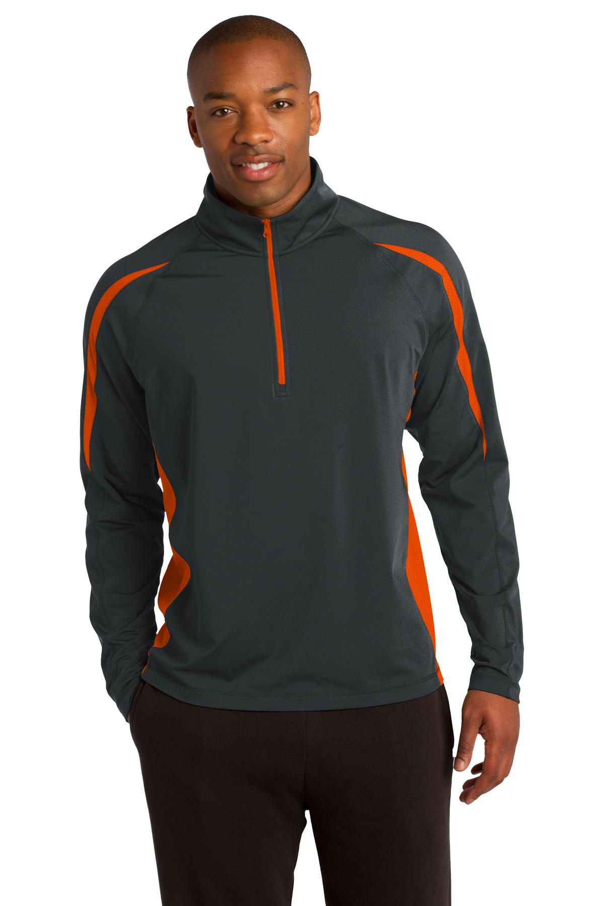 Sport-Tek Sport-Wick Stretch 1/4-Zip Colorblock Pullover. ST851, custom hoodie or sweatshirt with logo imprint 38