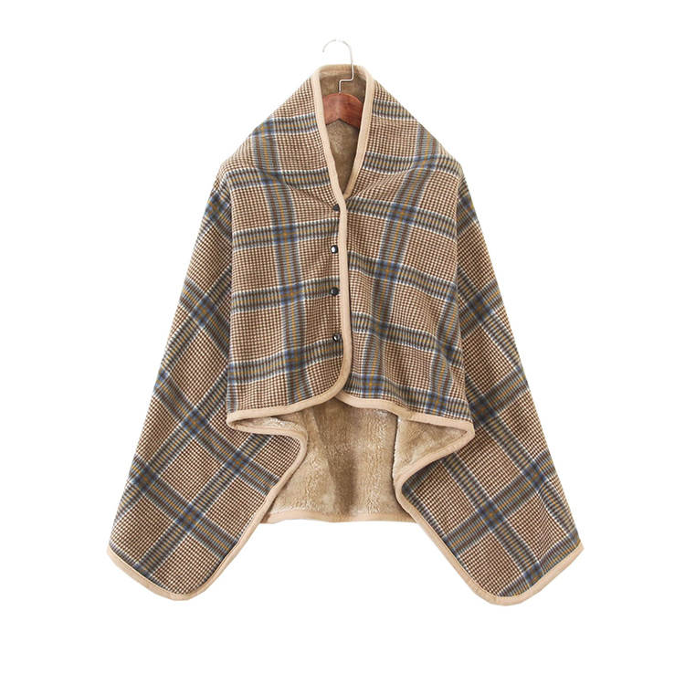 Fleece Wearable Blanket Poncho Throw With Buttons 1
