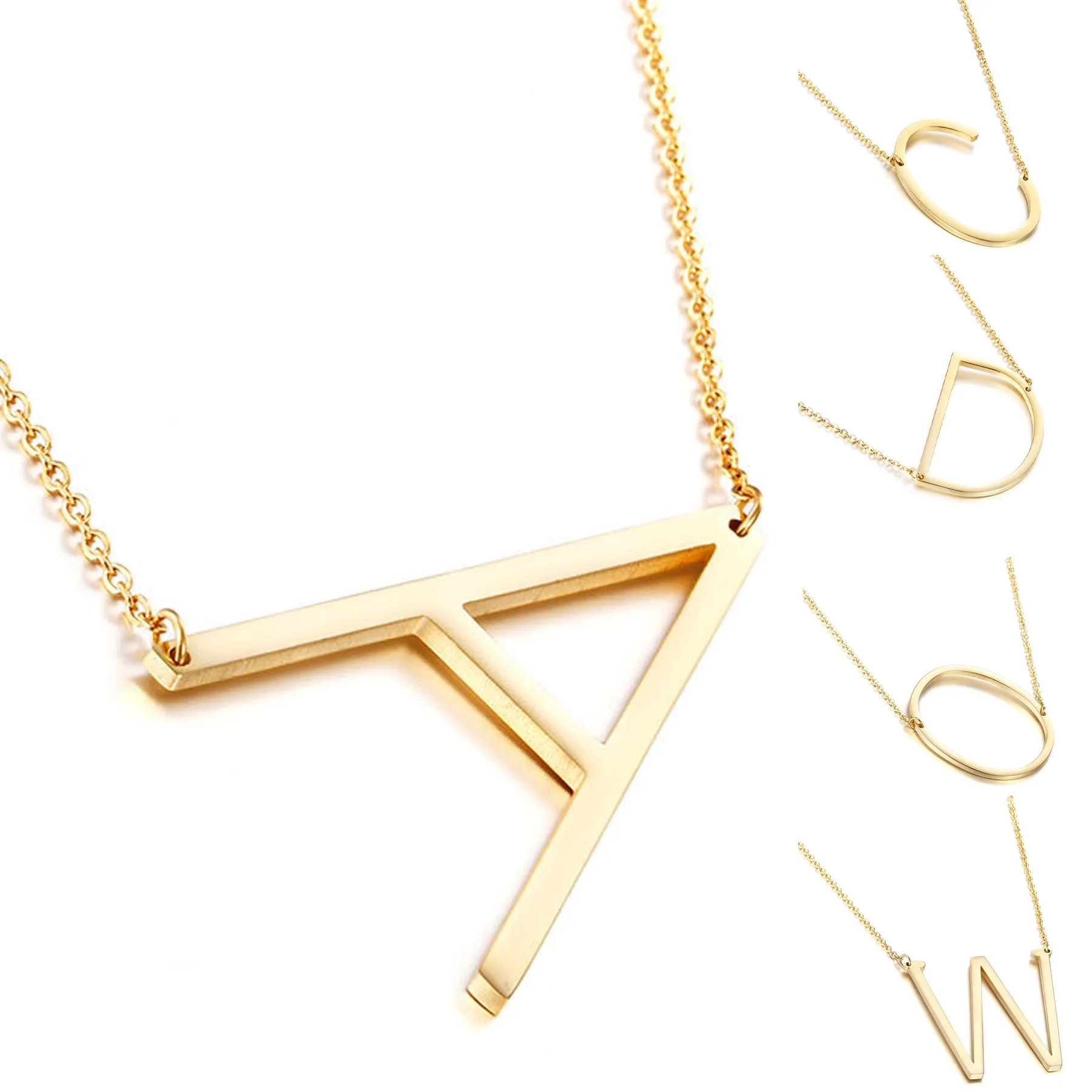 Minimalist Titanium Steel Alphabet Necklace 5