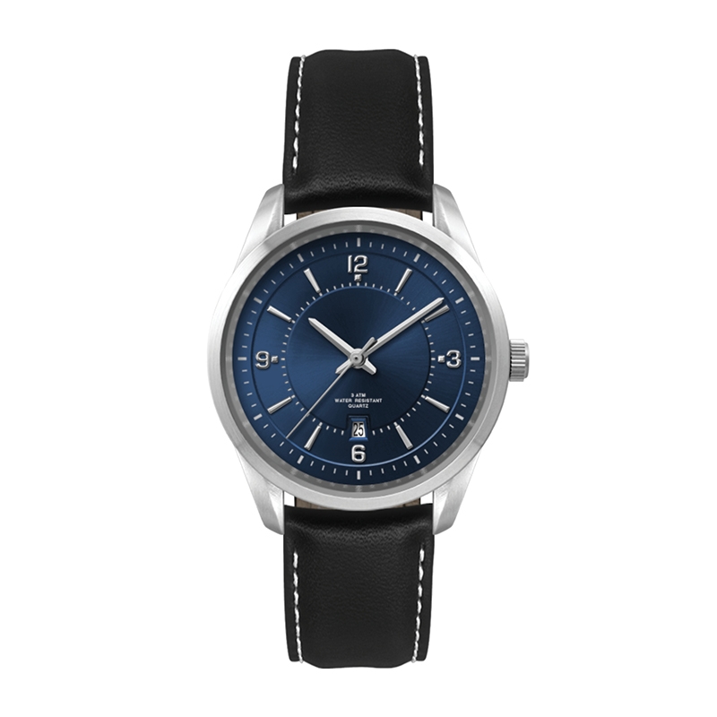 WC5117 33MM METAL SILVER CASE, 3 HAND MVMT, BLUE DIAL, DTE DISPLAY, LEATHER STRAP, FLATM MINERAL CRYSTAL, 2