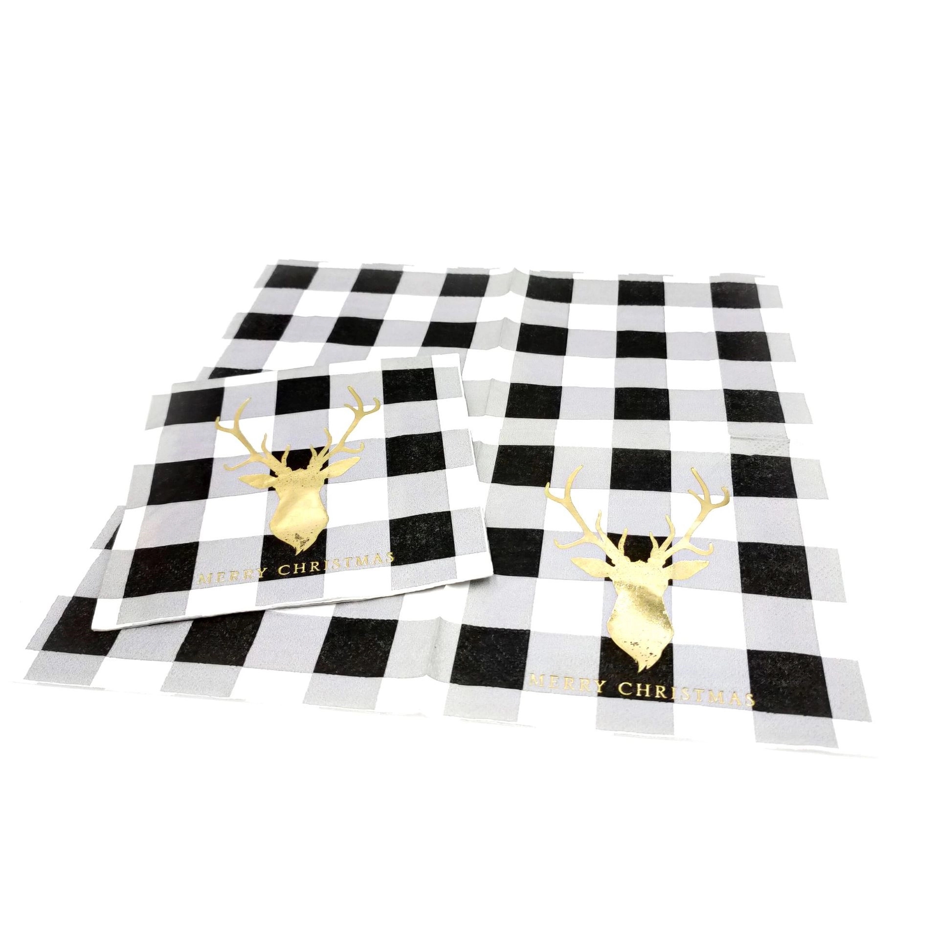 Custom Black And White Gingham Disposable Paper Napkins 5