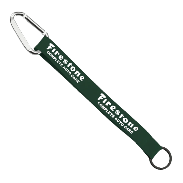 3/4" Sewn Polyester Keychain with Metal Split-Ring and Carabiner 111