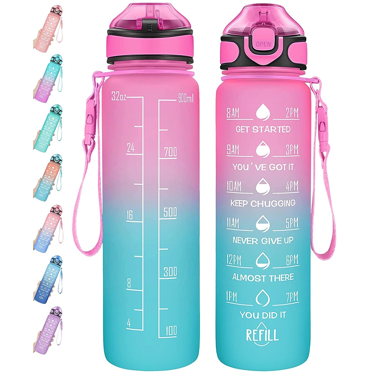 Water Bottle 32oz with Straw Motivational Mug with Time 4