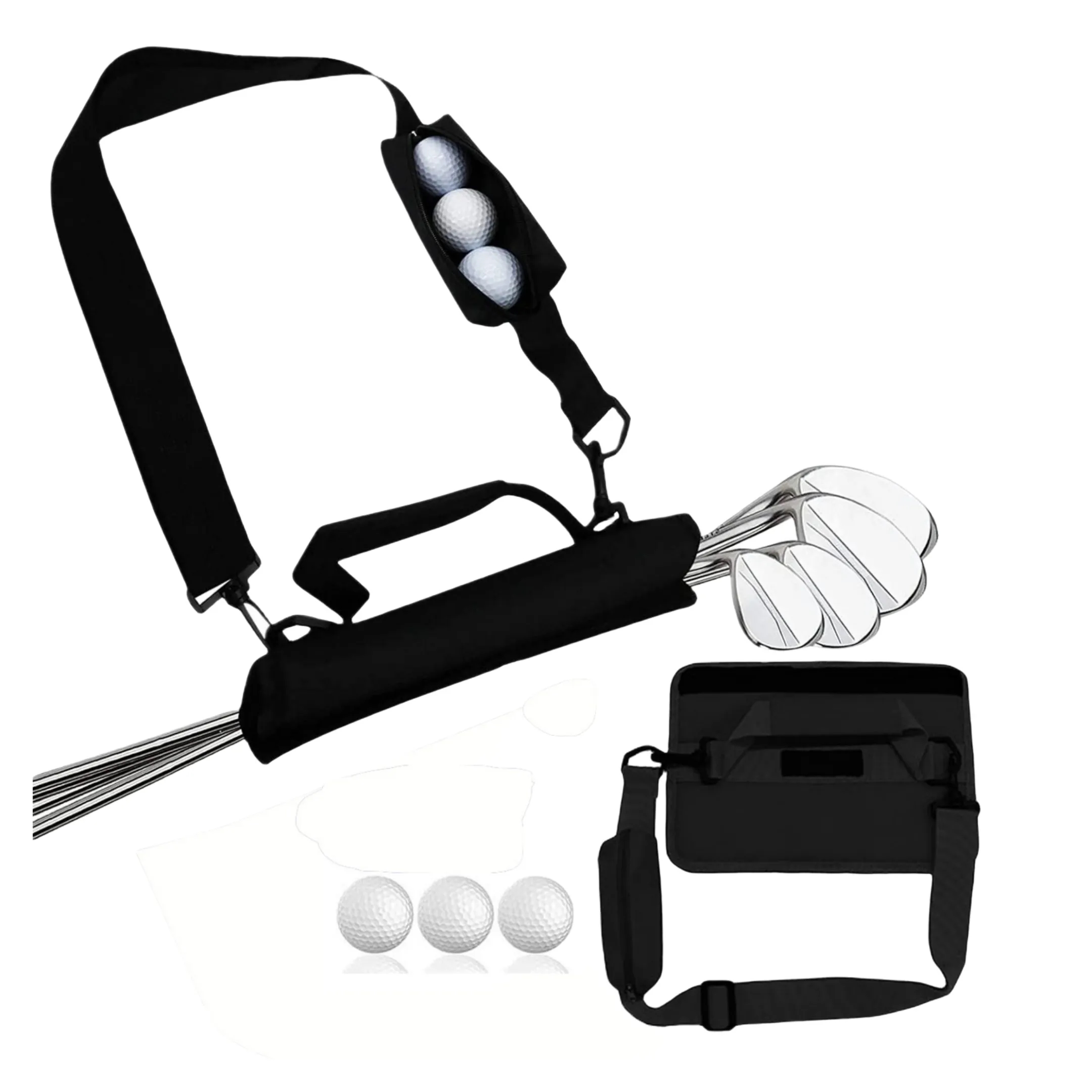 Portable Golf Club Sling Bag W/ Ball Pouch 8