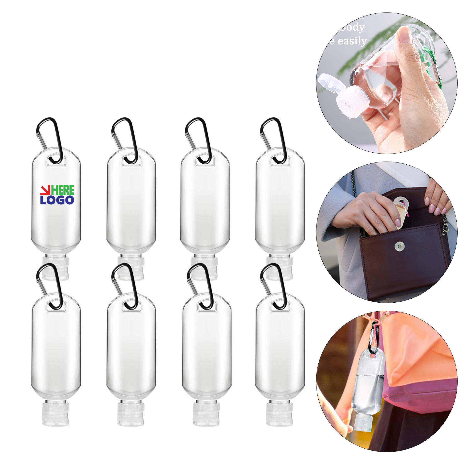 2oz Portable Wash Hand Washing Gel With Carabiner 1