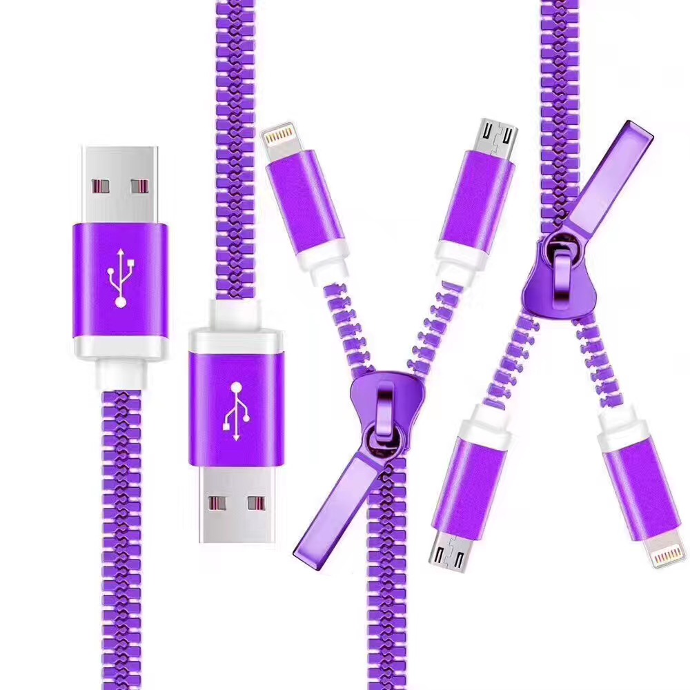 Superior 2 In 1 Zipper Charging Cables/Cord 1