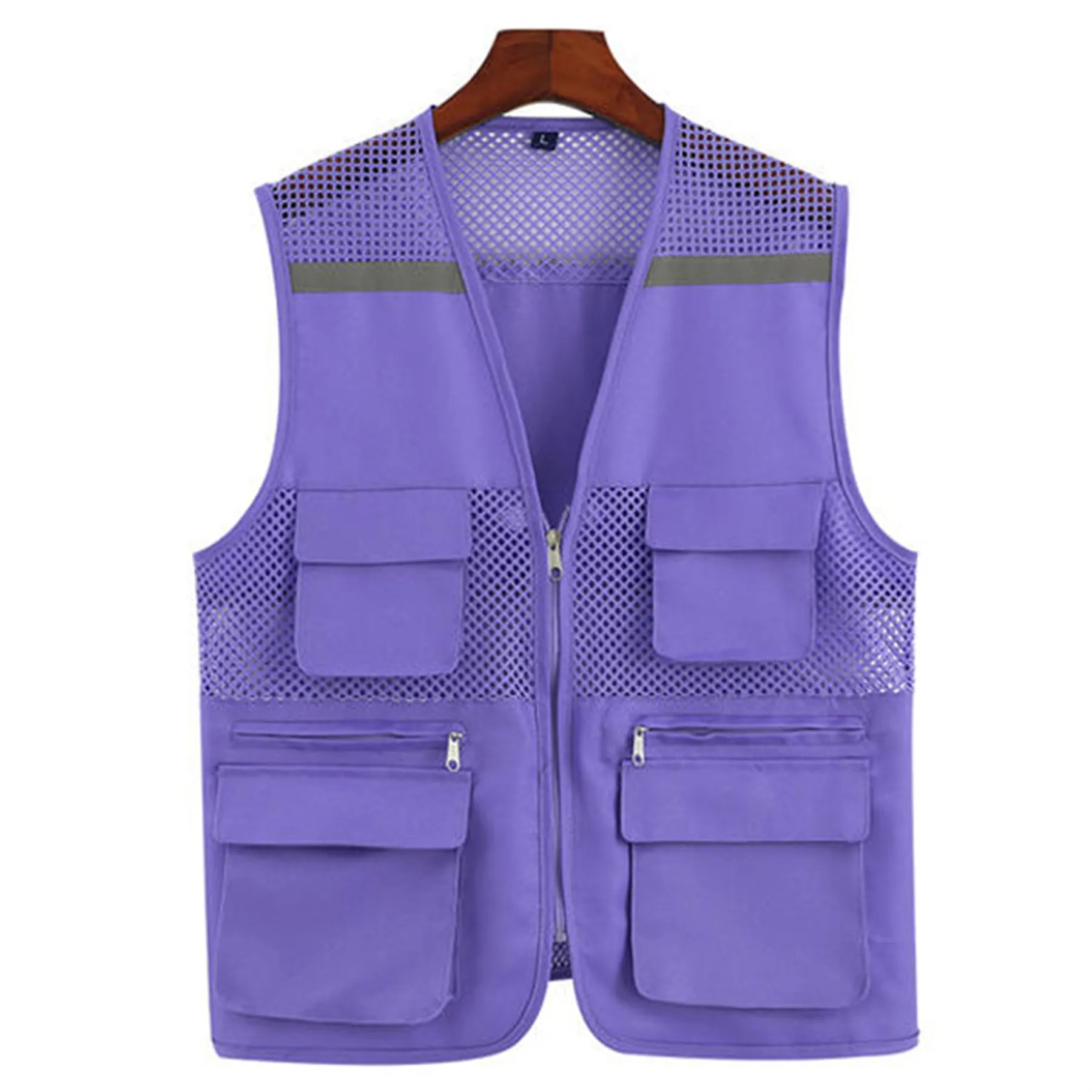 Reflective Safety Vest with Pockets and Zipper 4