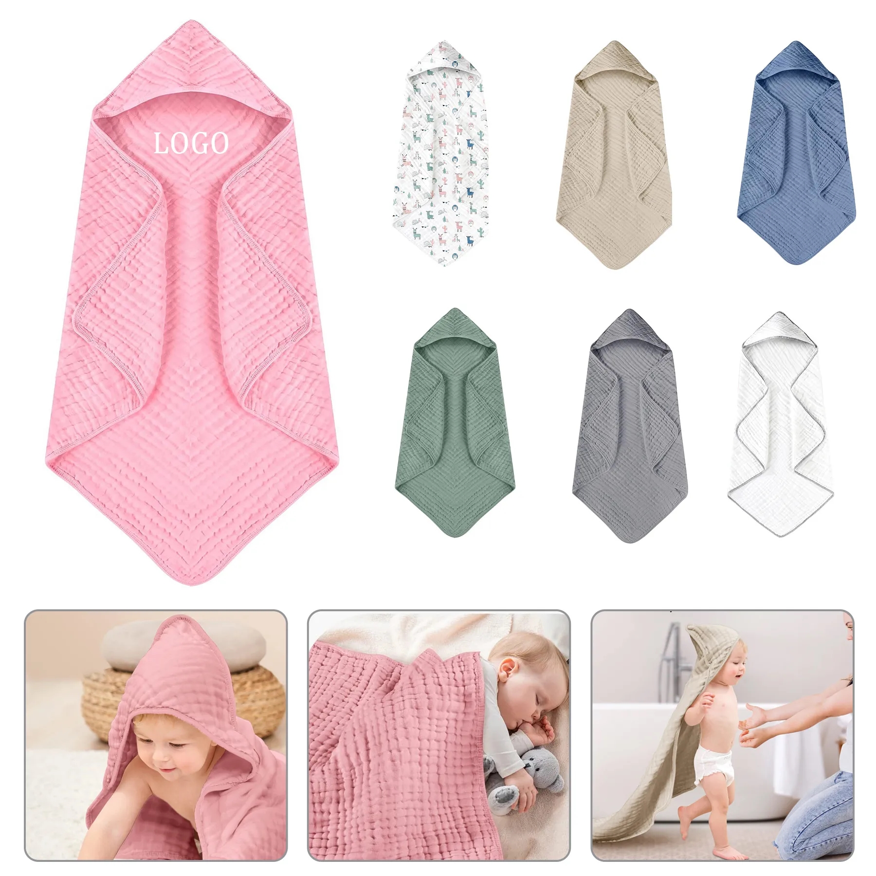 35"L x 35"W Baby Hooded Bath Towel 2
