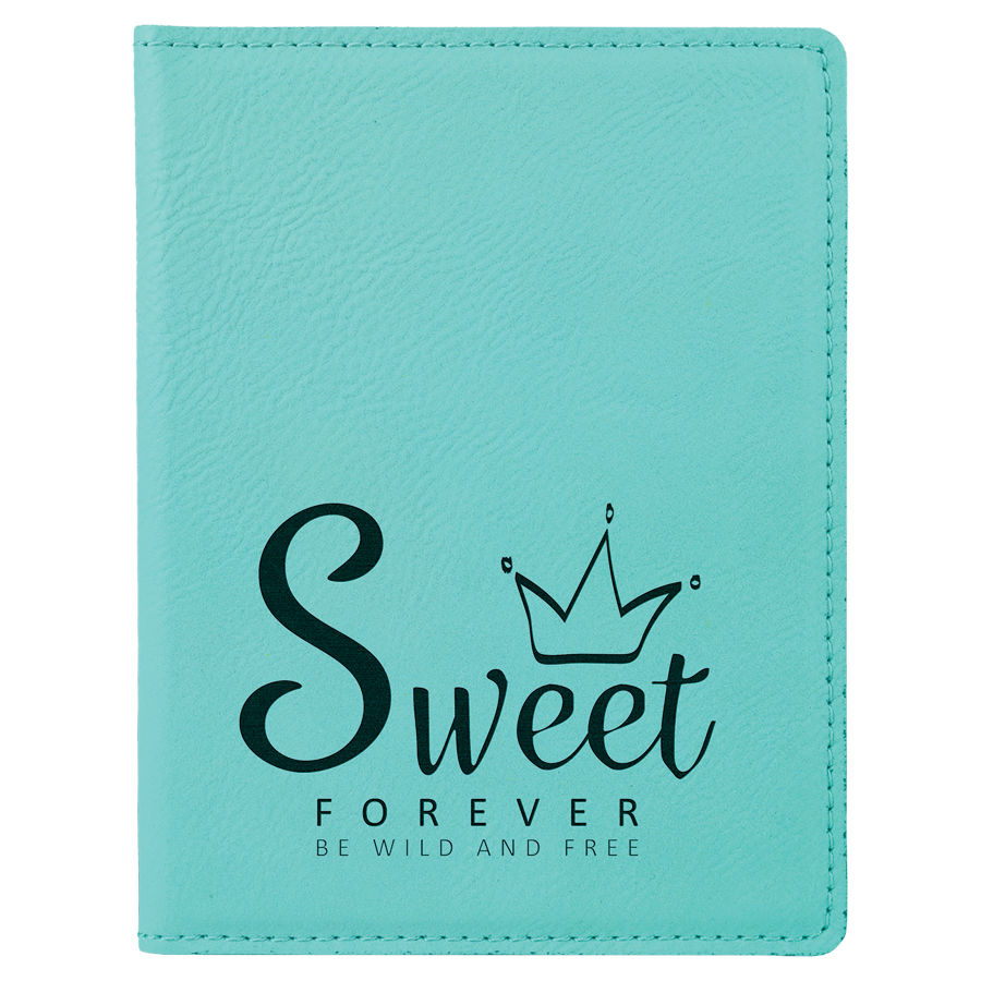 4 1/4" x 5 1/2" Teal Leatherette Passport Holder 2