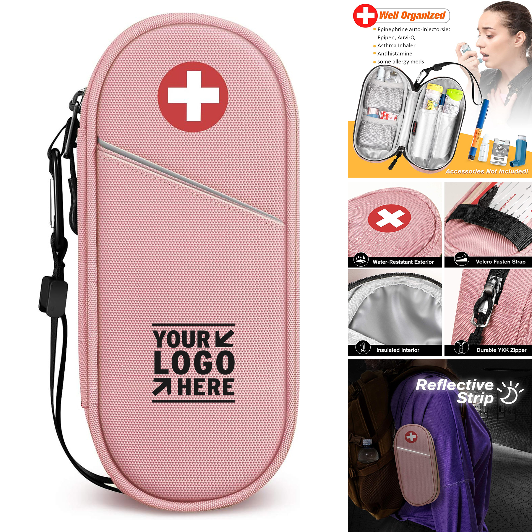 EpiPen Medical Emergency Carrying Case Pouch Insulated Travel Medication Organizer Bag 