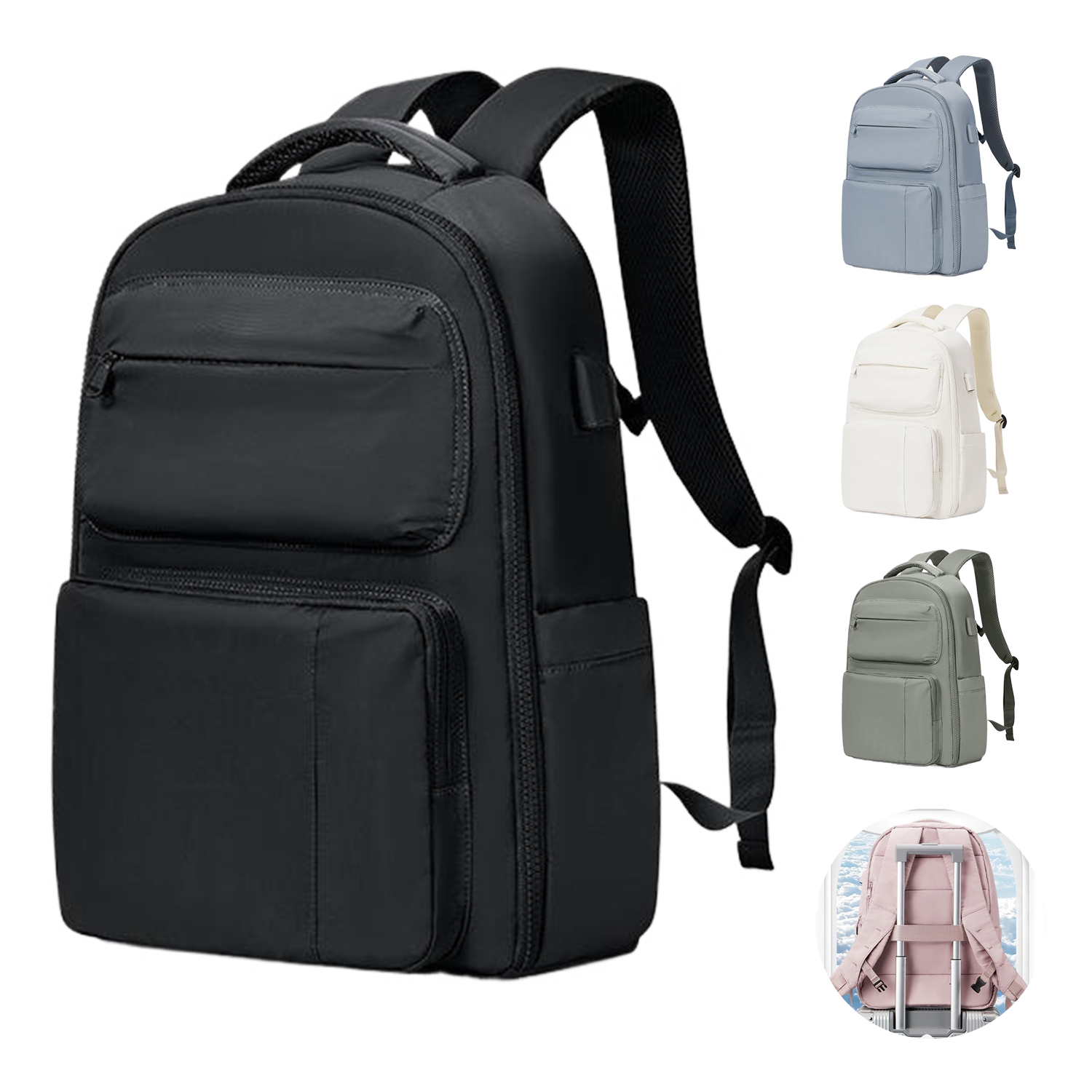 Multi-Pockets Large Nylon Travel Laptop Backpack 10