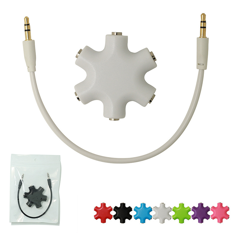 Snowflake 6-Way Adapter Audio Headset Hub Splitter 2