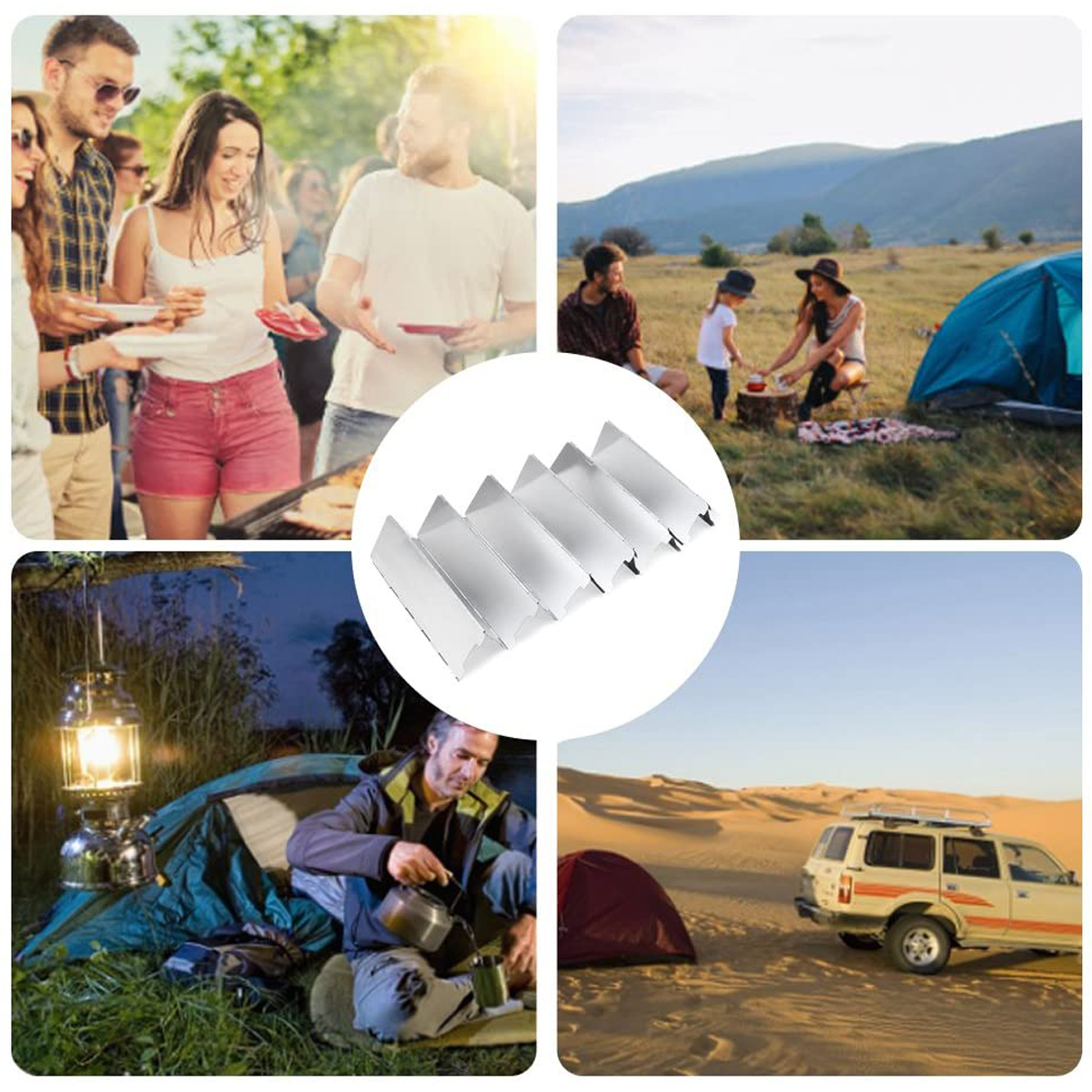 Outdoor 12 Plates Foldable Camping Stove Windshield 2