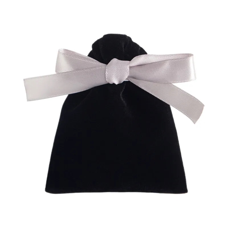 Velvet Drawstring Bag With Bowknot Ribbon 3