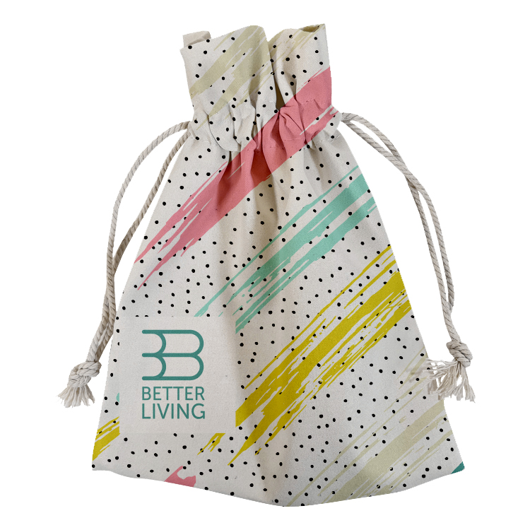 Wide Vibrant Cotton Drawstring Pouch 10