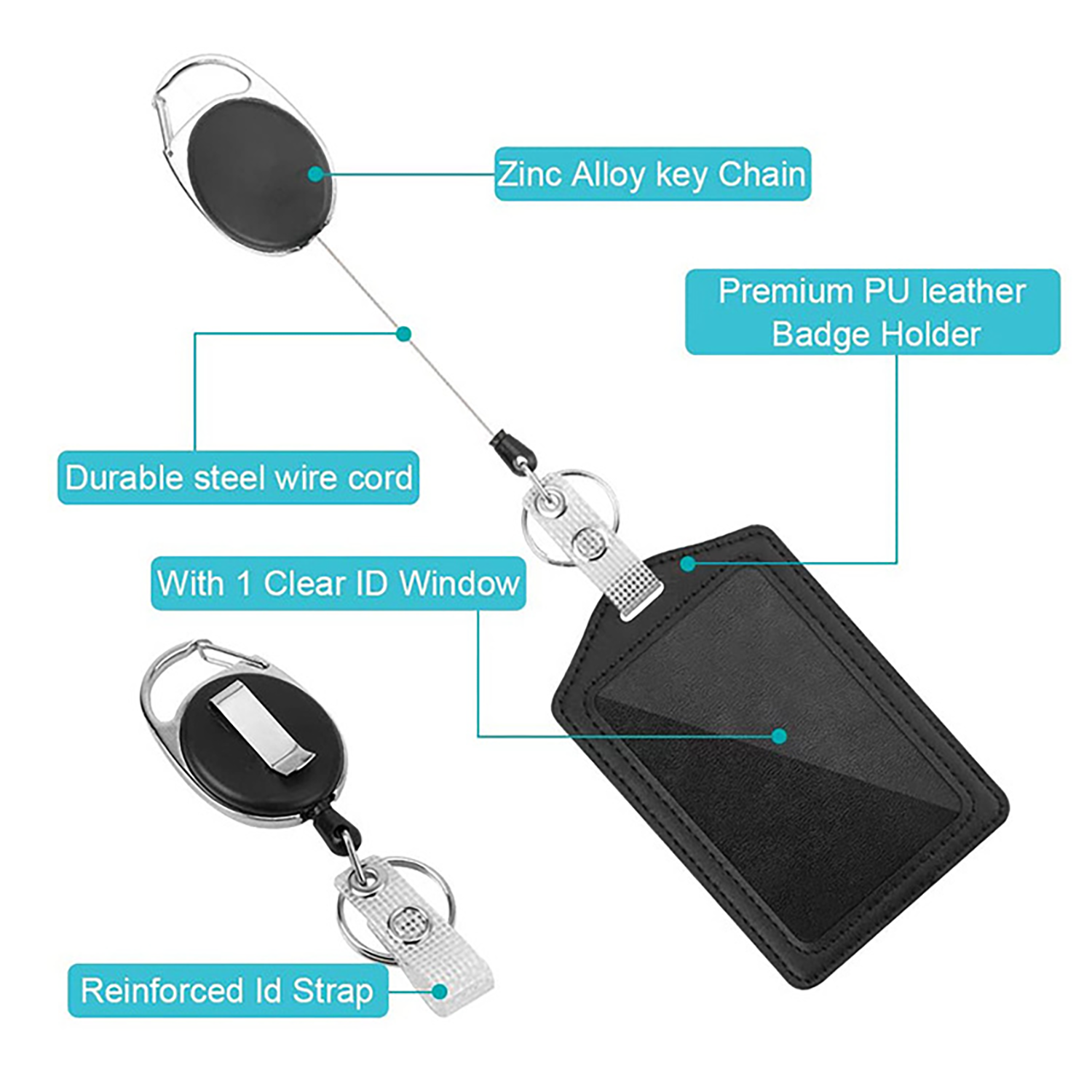 2 Packs Vertical Pu Leather And Id Badge Card Holder 8