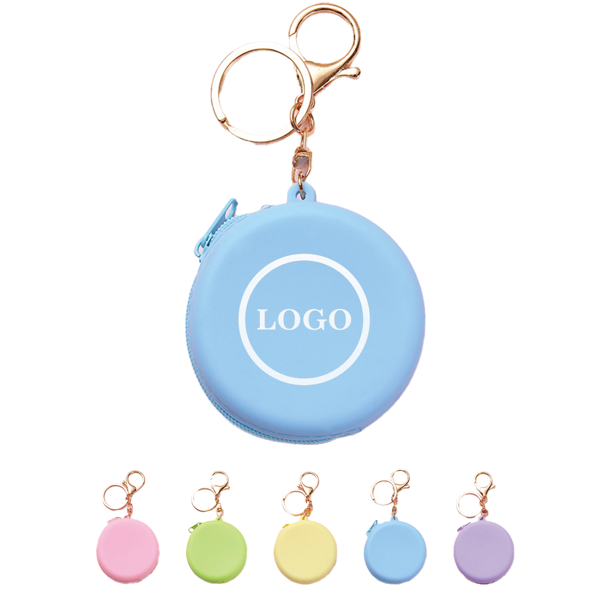Mini Round Zipper Silicone Coin Purse Earphone Bag Keychain 2