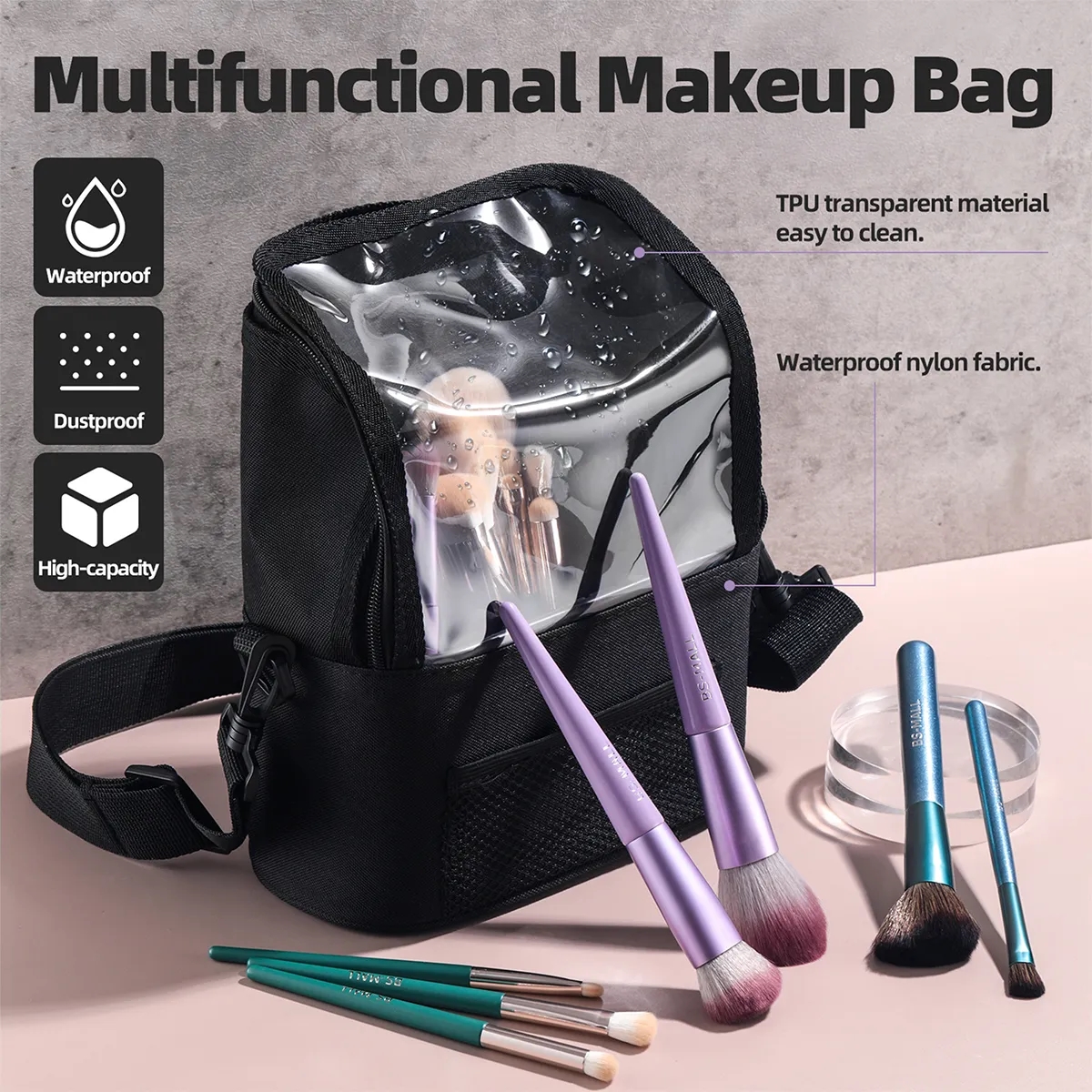 Large Waterproof Portable Travel Makeup Bag With Divider 7