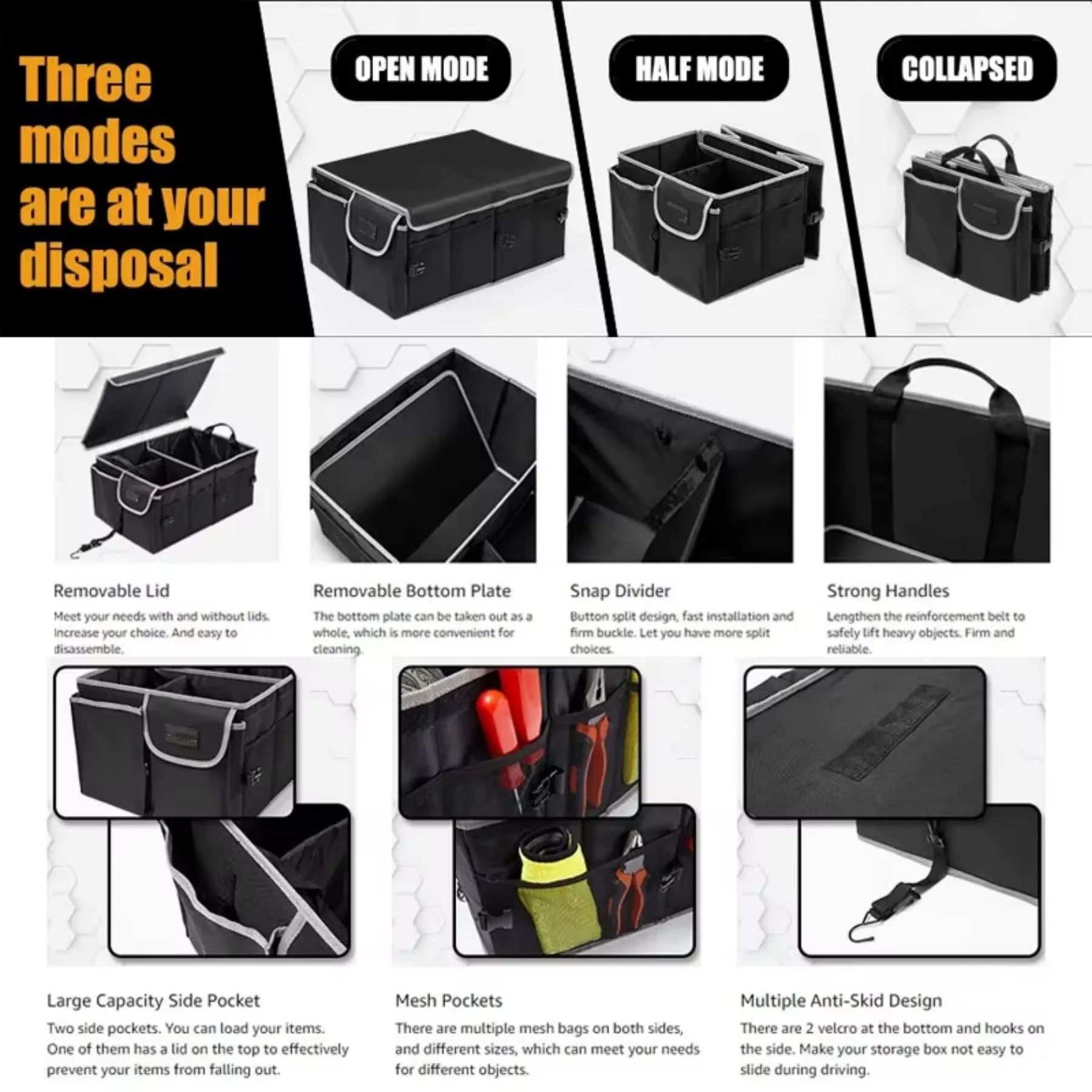 Car Trunk Storage Organizer Collapsible Multi-Compartment Ad 10