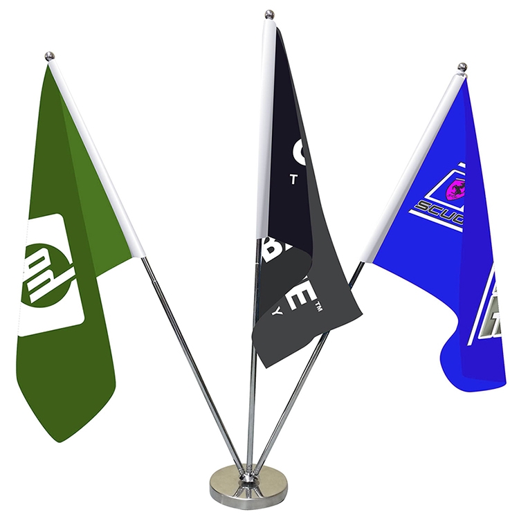 11.4-20" Metal Telescopic Flagpole with Three Single Reverse Flags 5