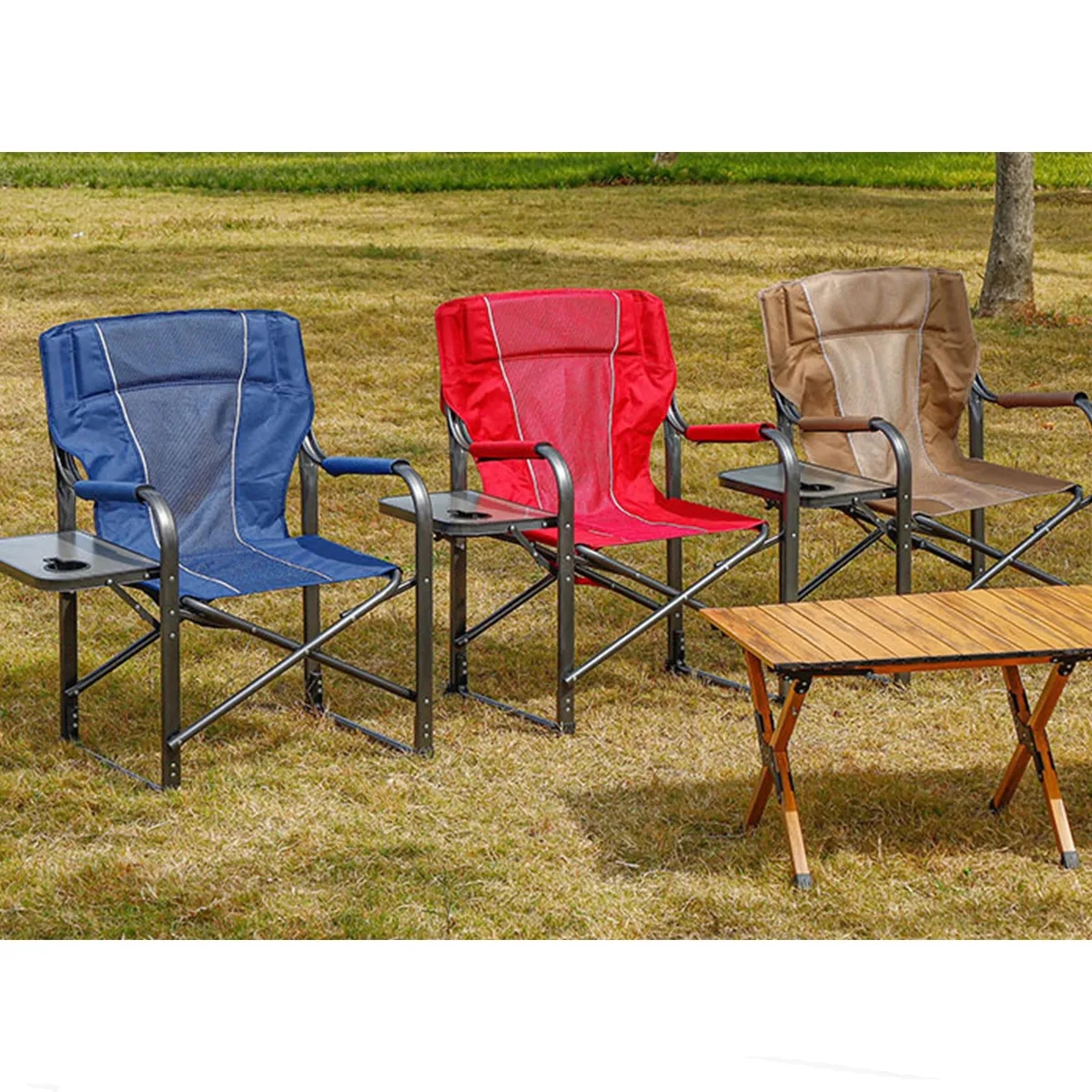 Portable Foldable Directors Chair with Side Table 3