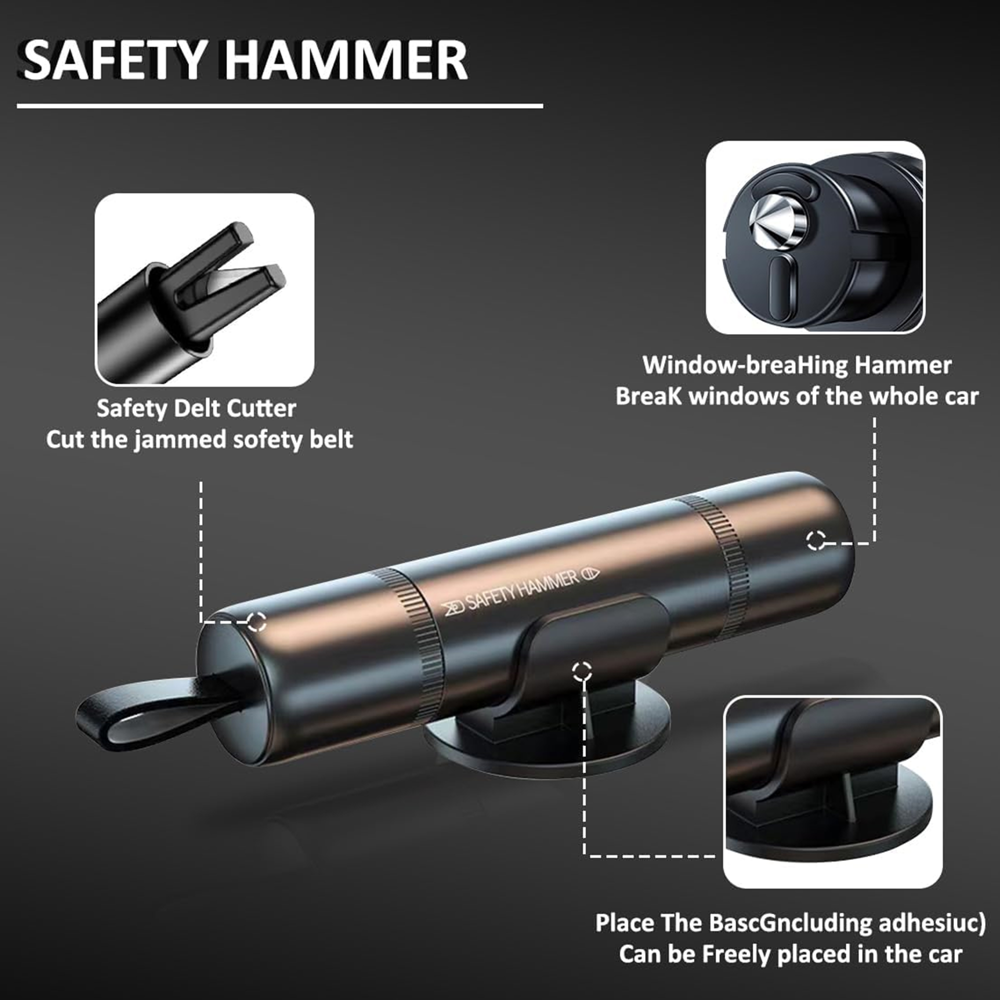 Car Safety Hammer For Emergency Escape 3