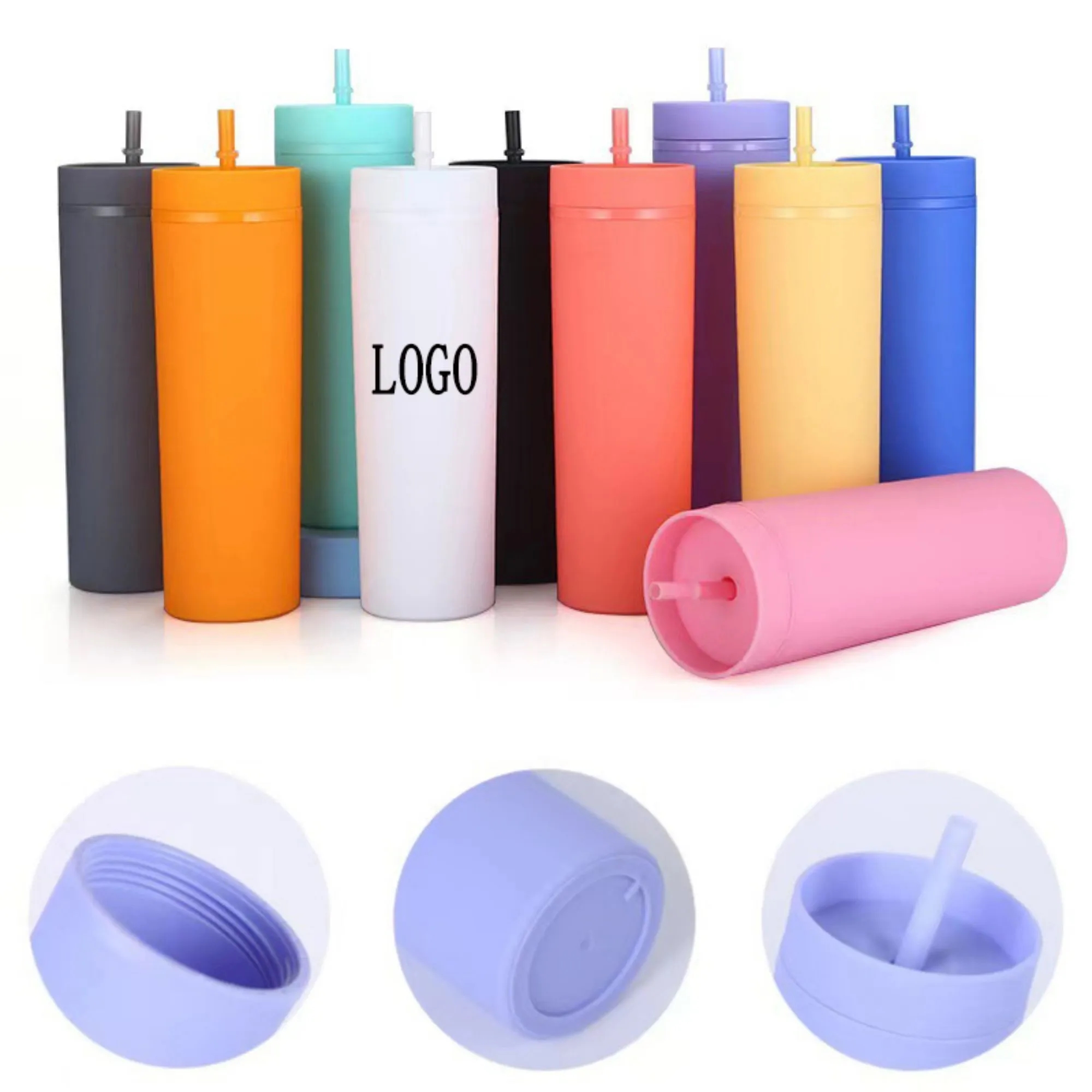 16oz Slim Tumblers With Straw 6