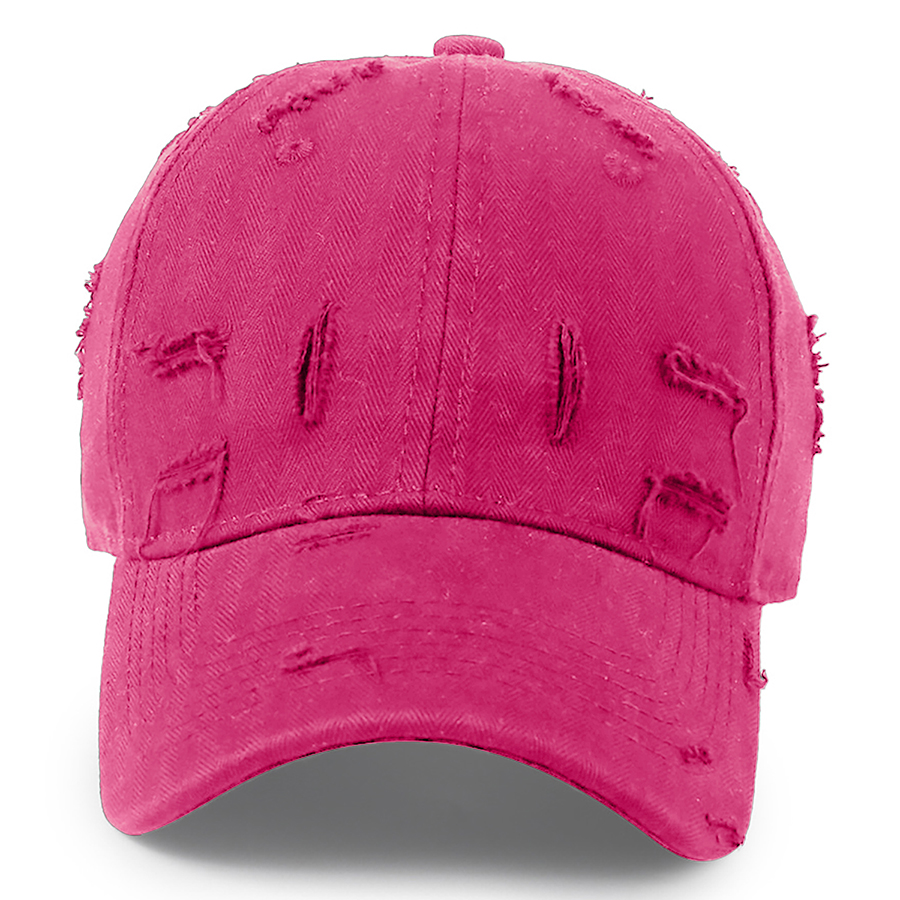 Stock Solid Color Ripped Cotton 6-Panel Baseball Cap