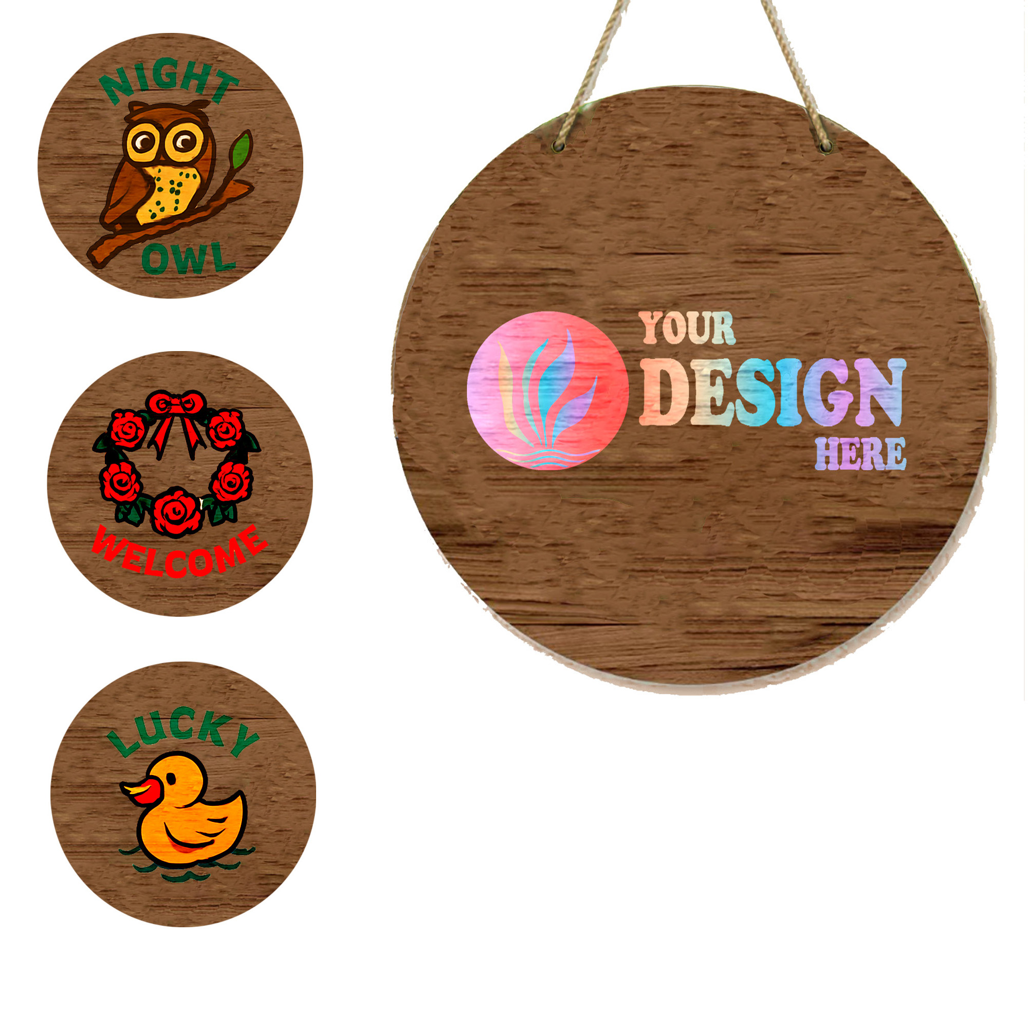 Round Wood Doorplate 3