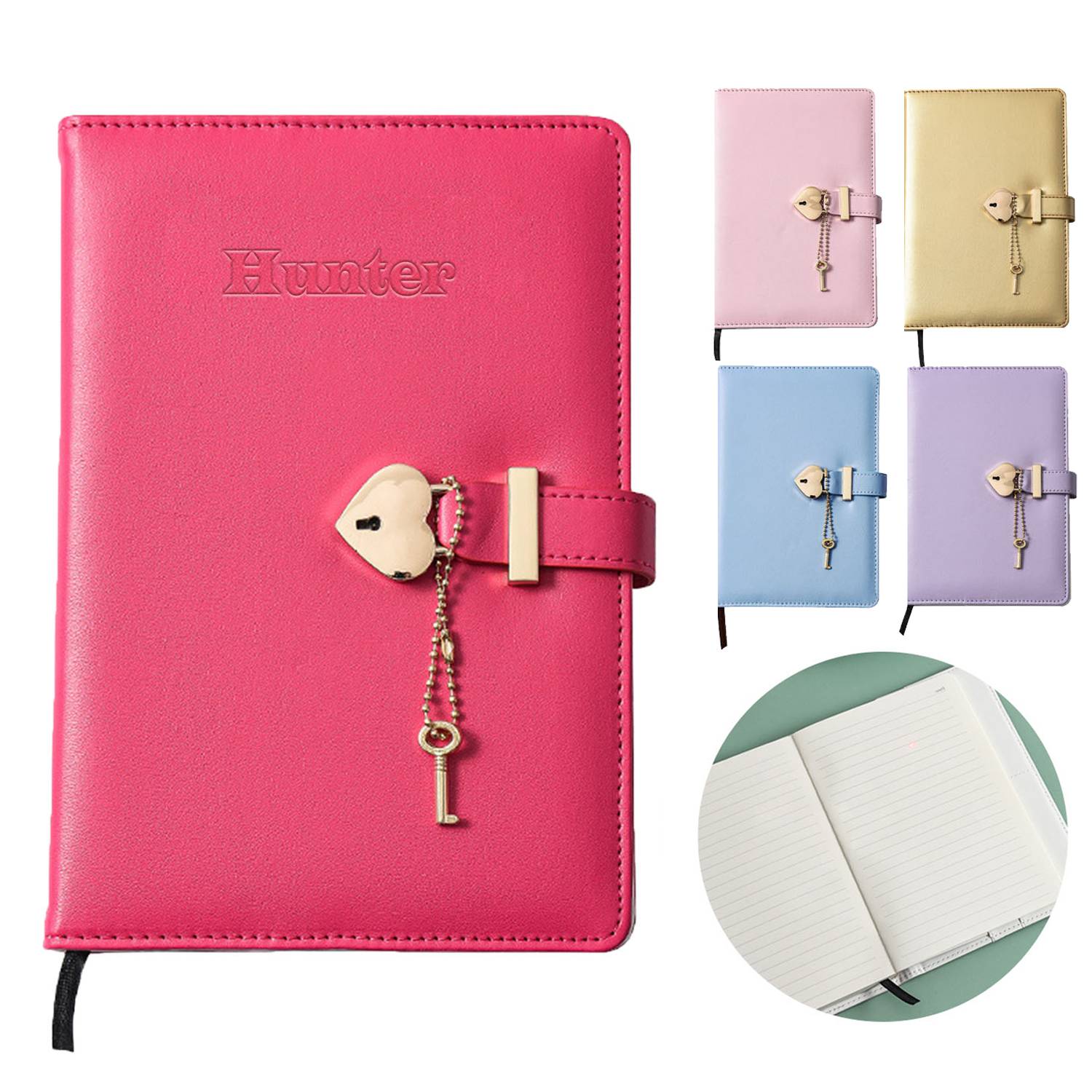 PU Notebook with Password Love Lock 6