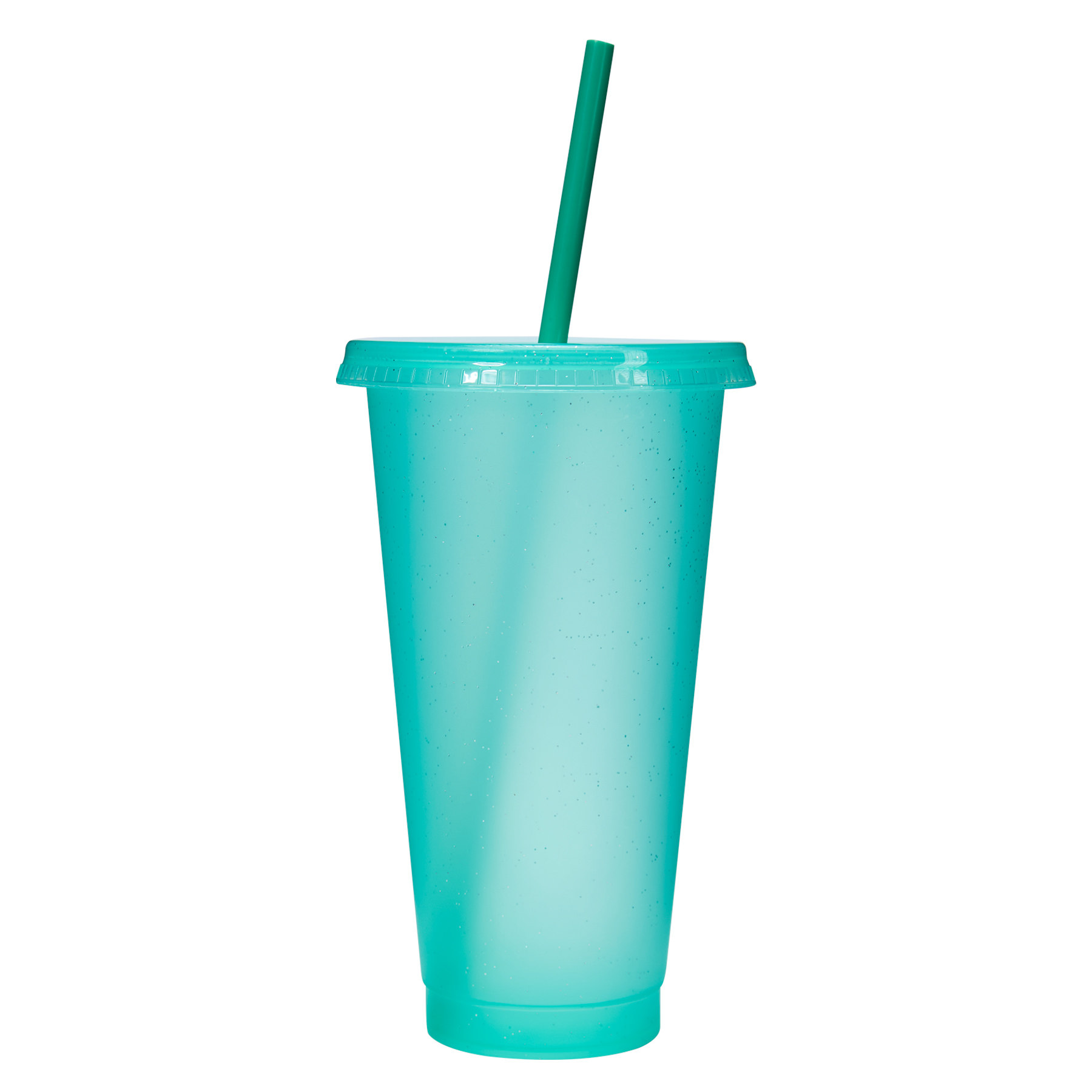 24 Oz Reusable Colorful Glitter Plastic Straw Cup W/ Splash Proof Lid 12