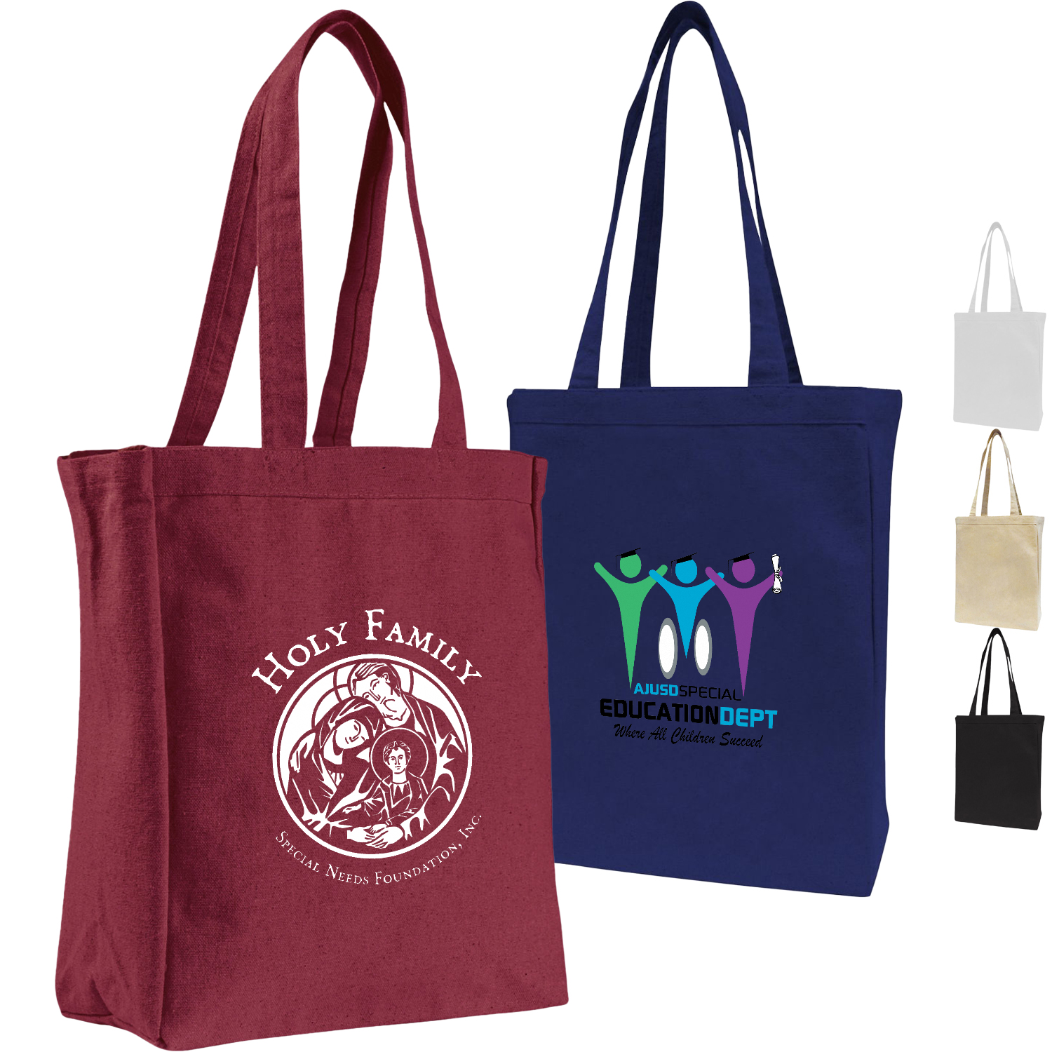 12 Oz Convention Cotton Canvas Tote Bag W/ Gusset USA Decorated (10" X 14" X 4") 1