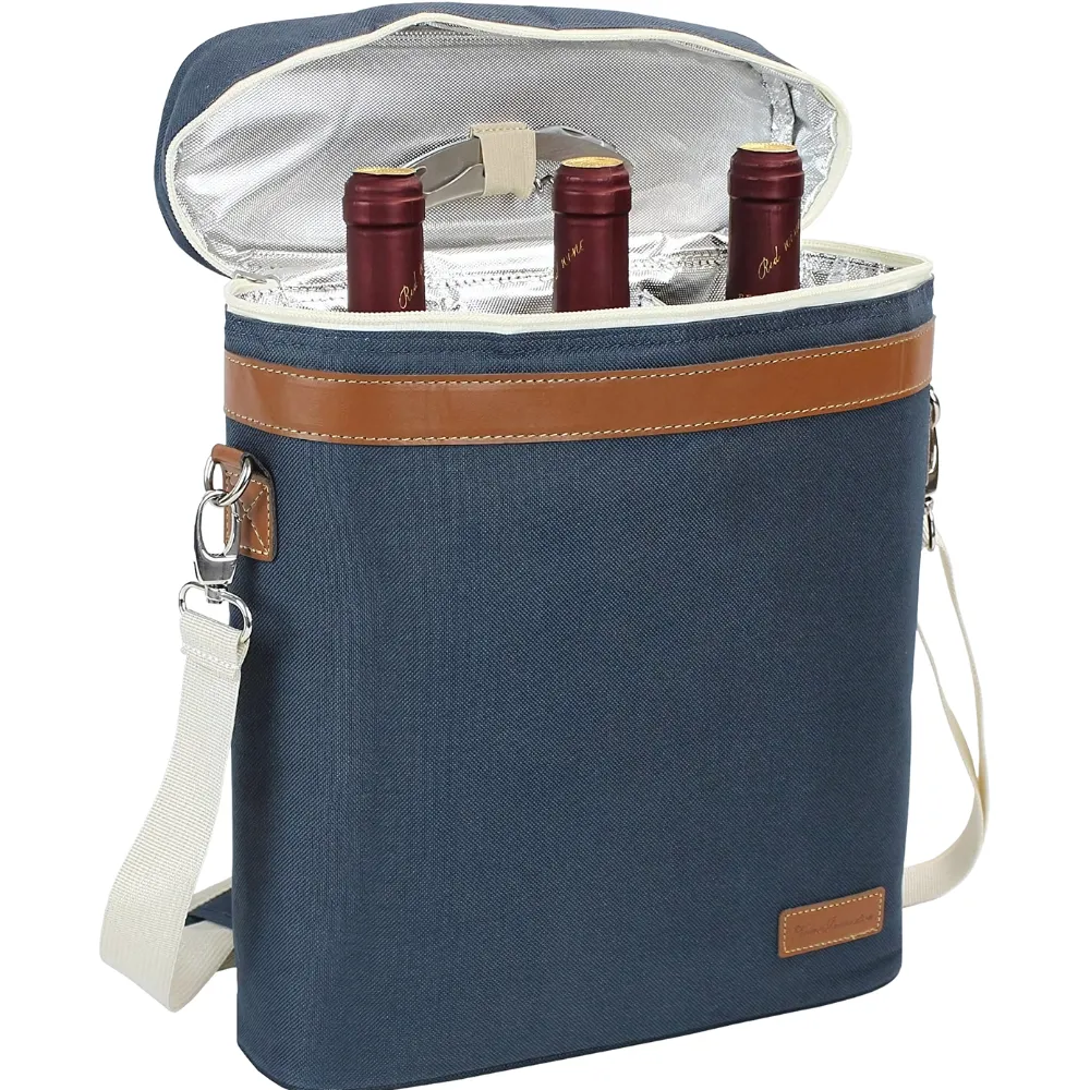 3-Bottle Insulated Wine Tote Carrier 8