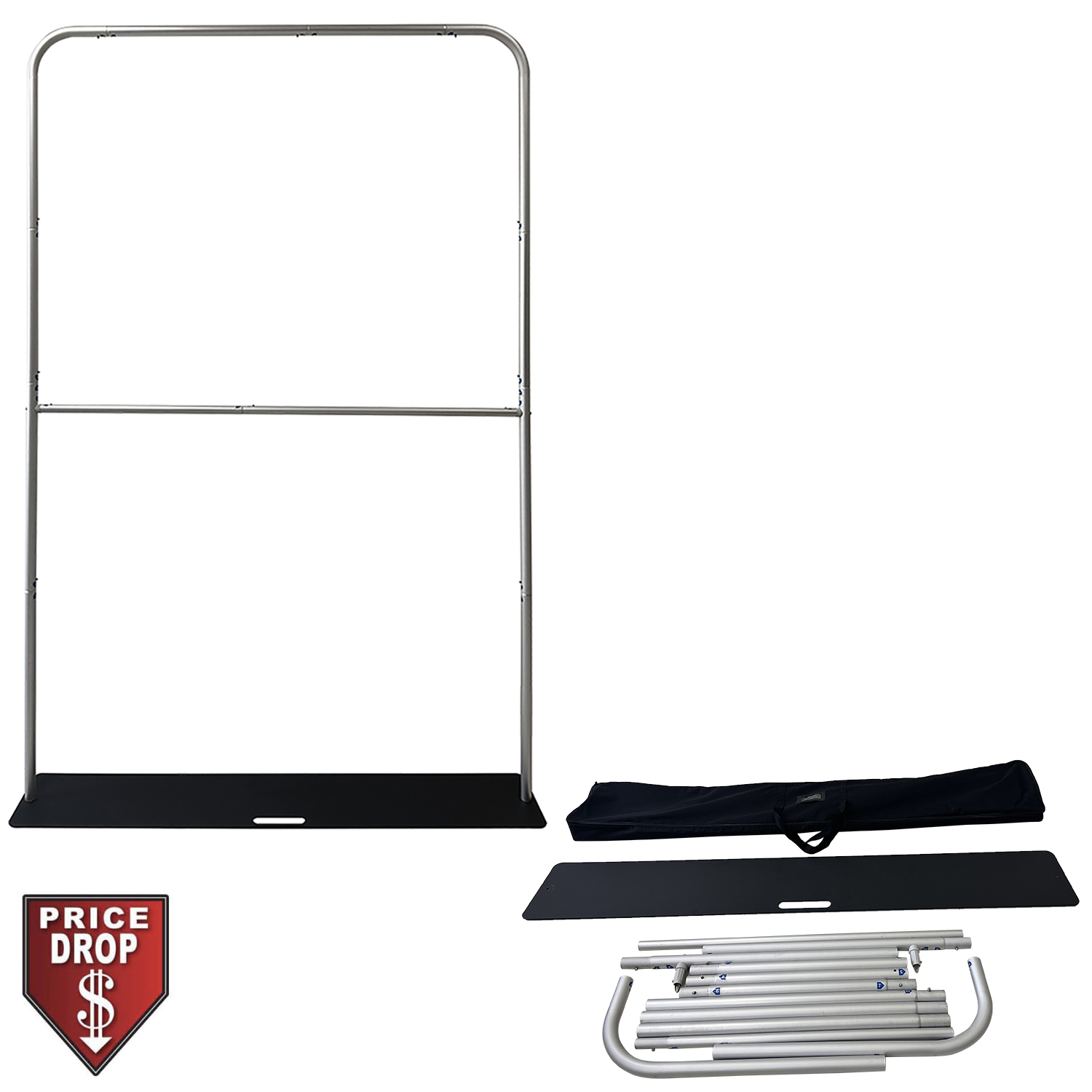5'W x 90"H EuroFit Banner Hardware Only, Frame with Steel Base and Carry Case. Graphics not included 4