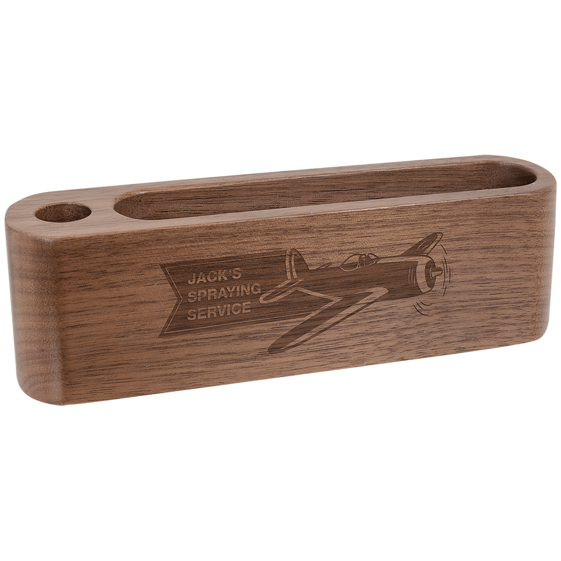 5 1/4" Walnut Business Card and Pen Holder 2
