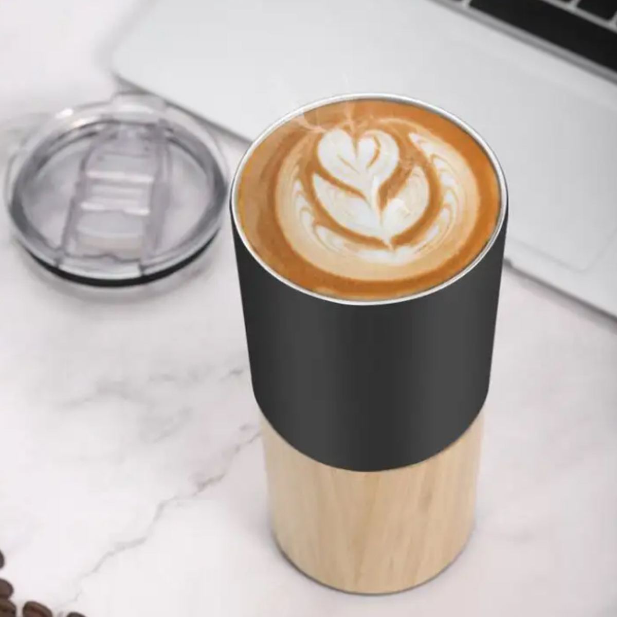 17Oz. Bamboo Base Stainless Steel Tumbler with Custom Logo 2