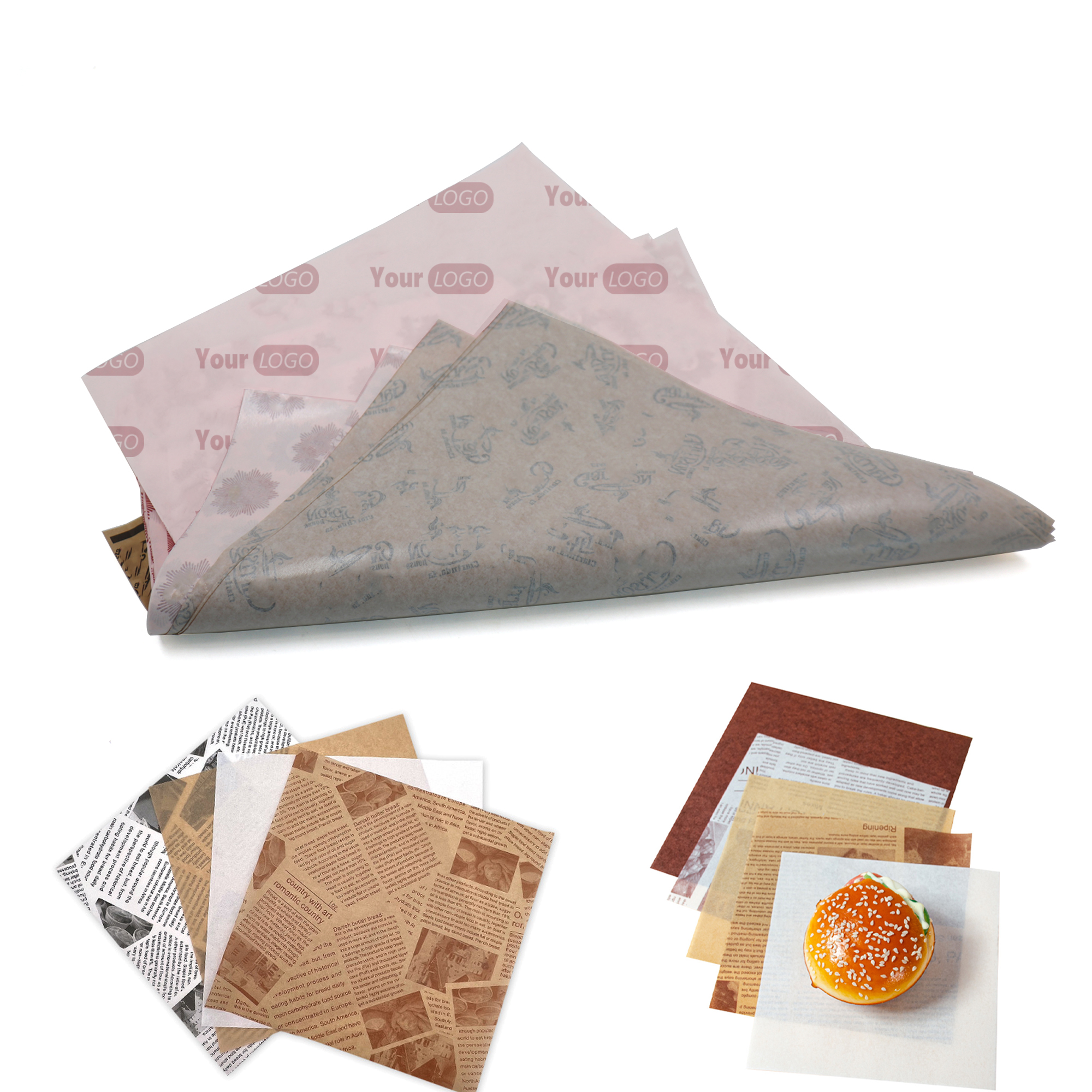 MOQ500 11.8" Greaseproof Sandwich Wrap Paper Sheets 1