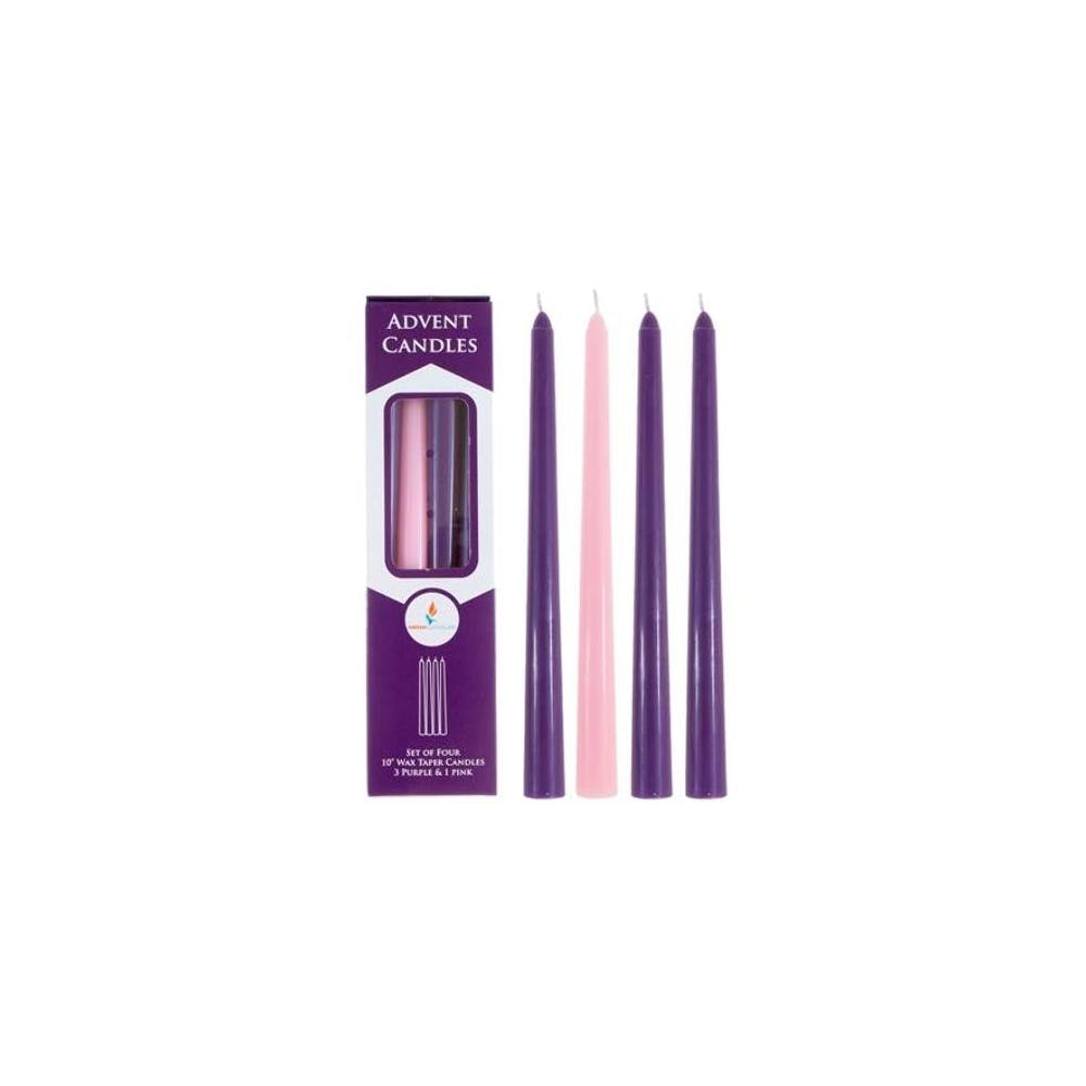10" Advent Taper Candles - Purple & Pink 4 Piece 1