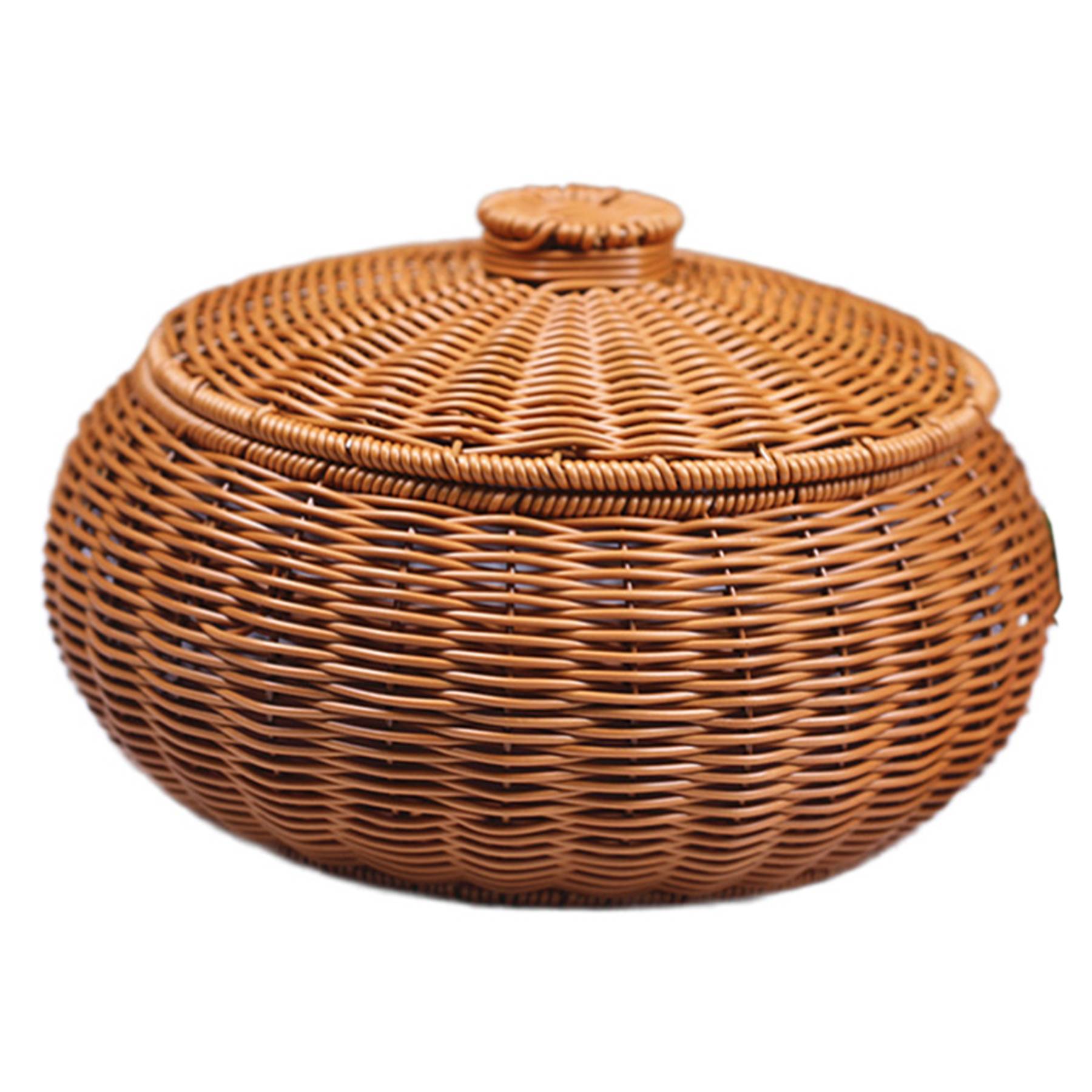 Wood Rattan basket with lid 2