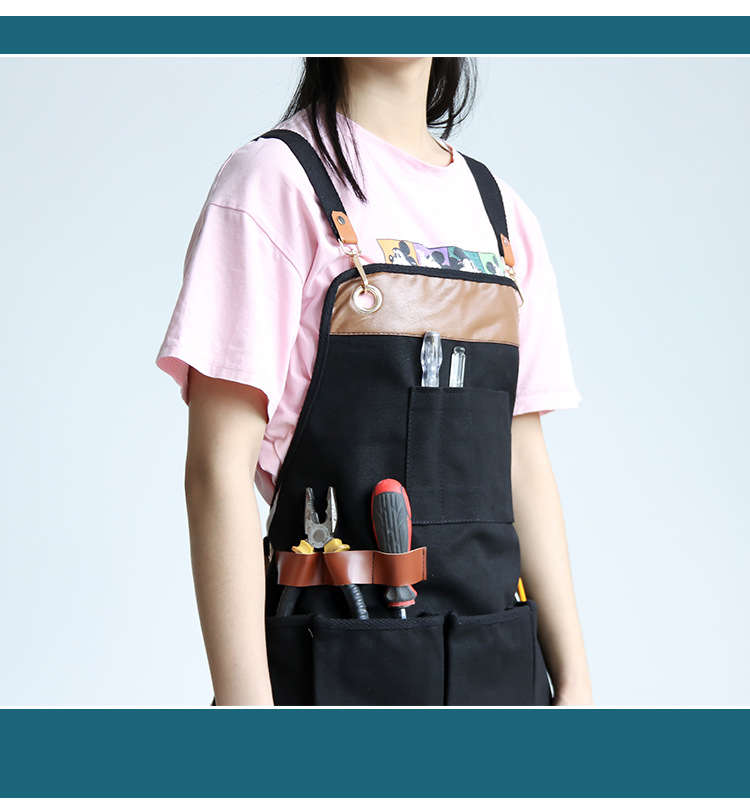 Chef Customized Sleeveless Adjustable Strap Aprons for Men Women / Large Pockets 7