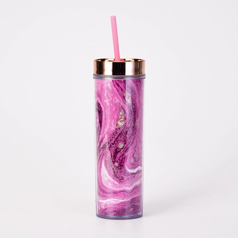 Custom 16 oz Transparent AS Plastic Tie dye Straw Tumbler 3