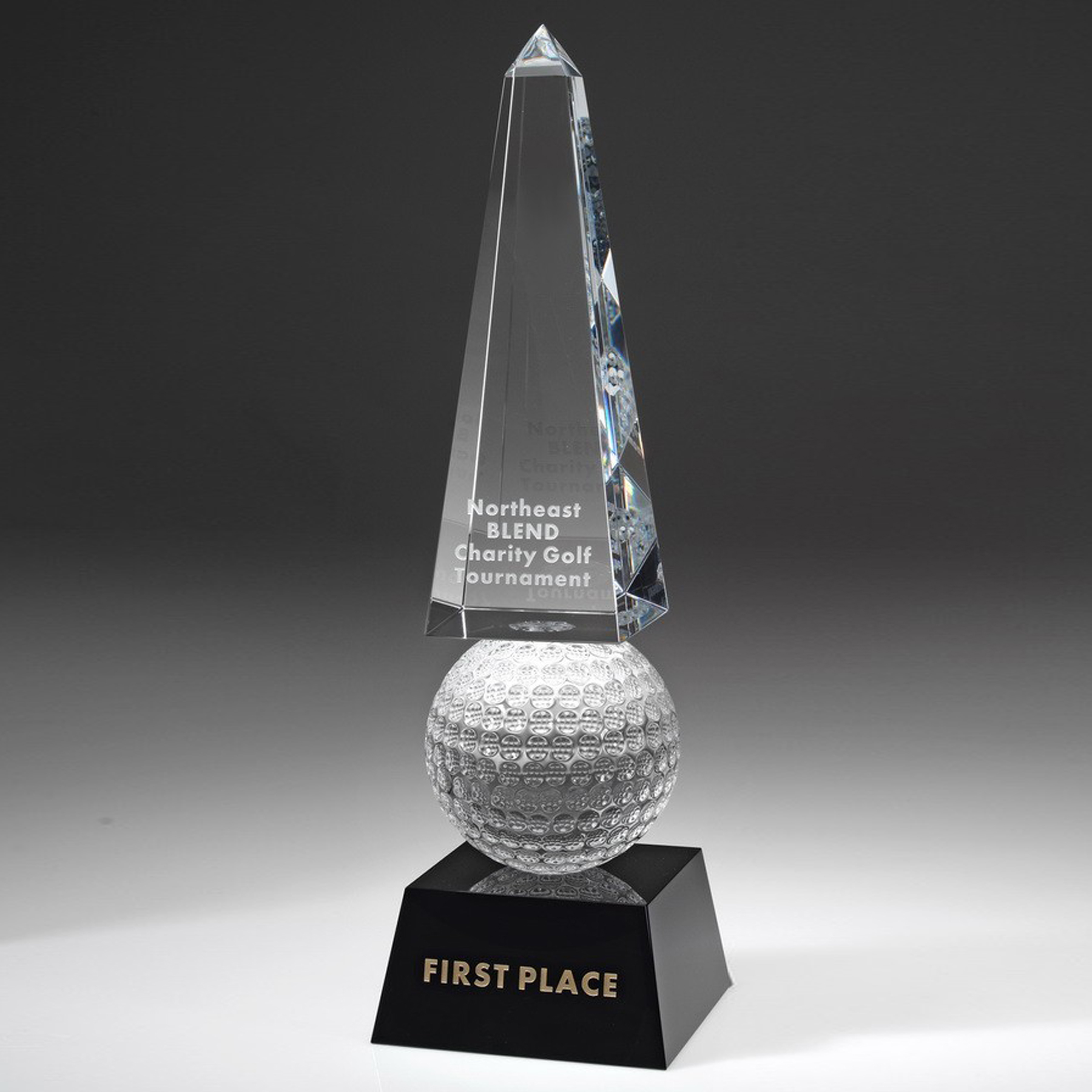 9" Crystal Award-Monumental Golf Obelisk_D686CA 3