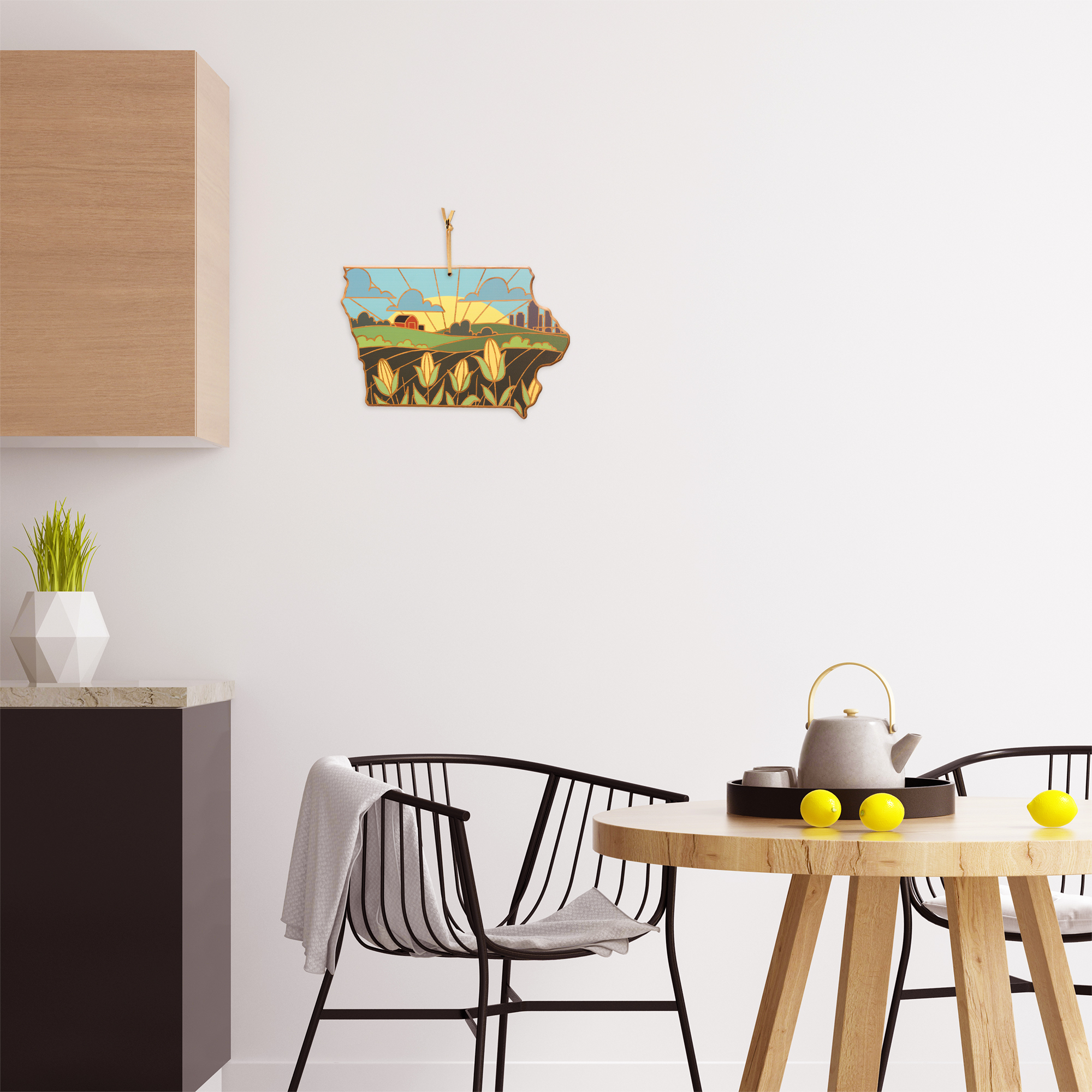 Iowa State Shaped Serving and Cutting Board with Artwork by Summer Stokes 5