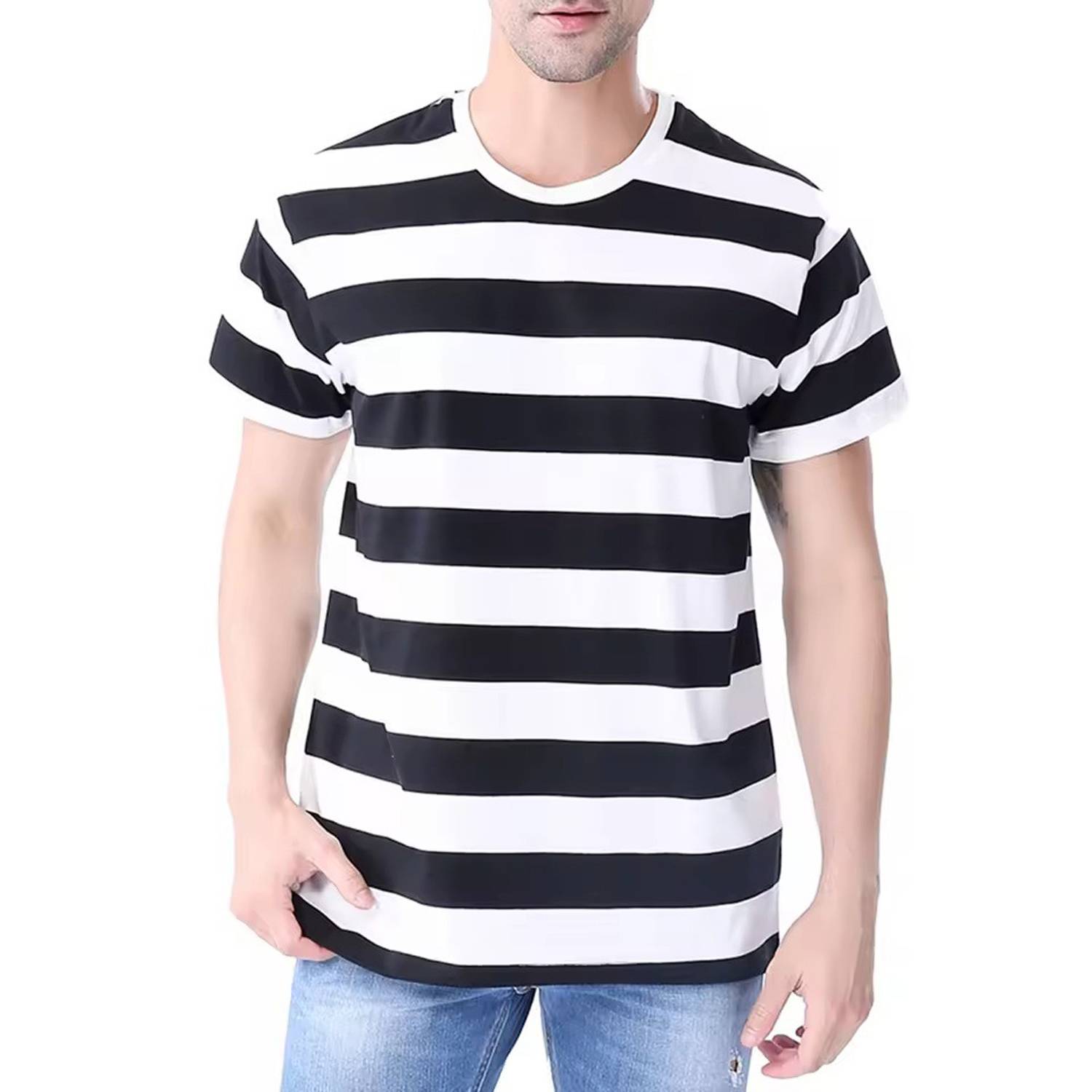 Striped Casual Short Sleeve Crew Neck T-Shirt 3