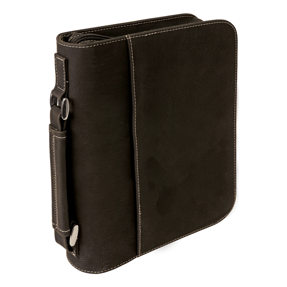 7" x 10" Black & Silver Leatherette Book/Bible Cover with Handle & Zipper 4
