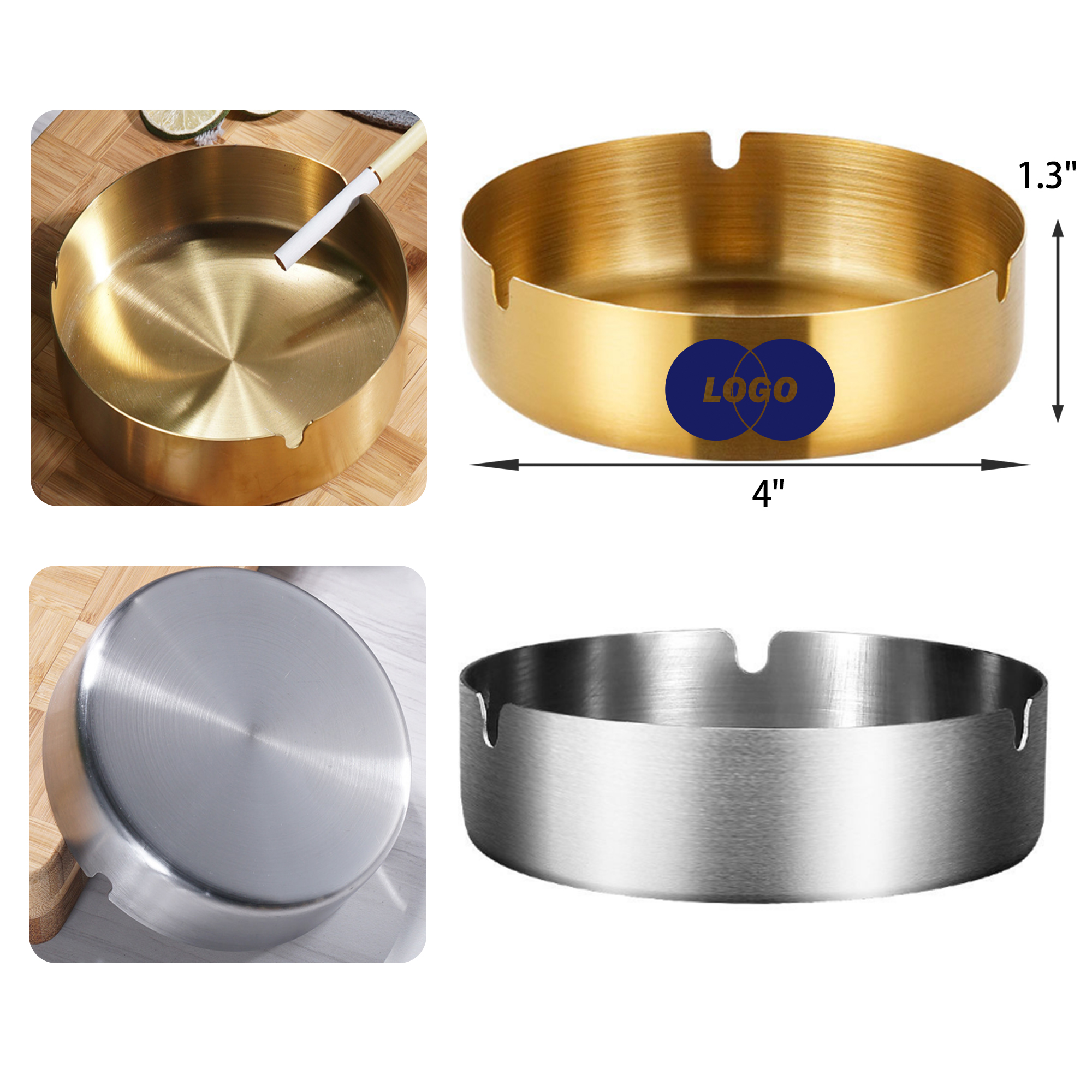 MOQ 50 PCS Practical Stainless Steel Ashtray 4
