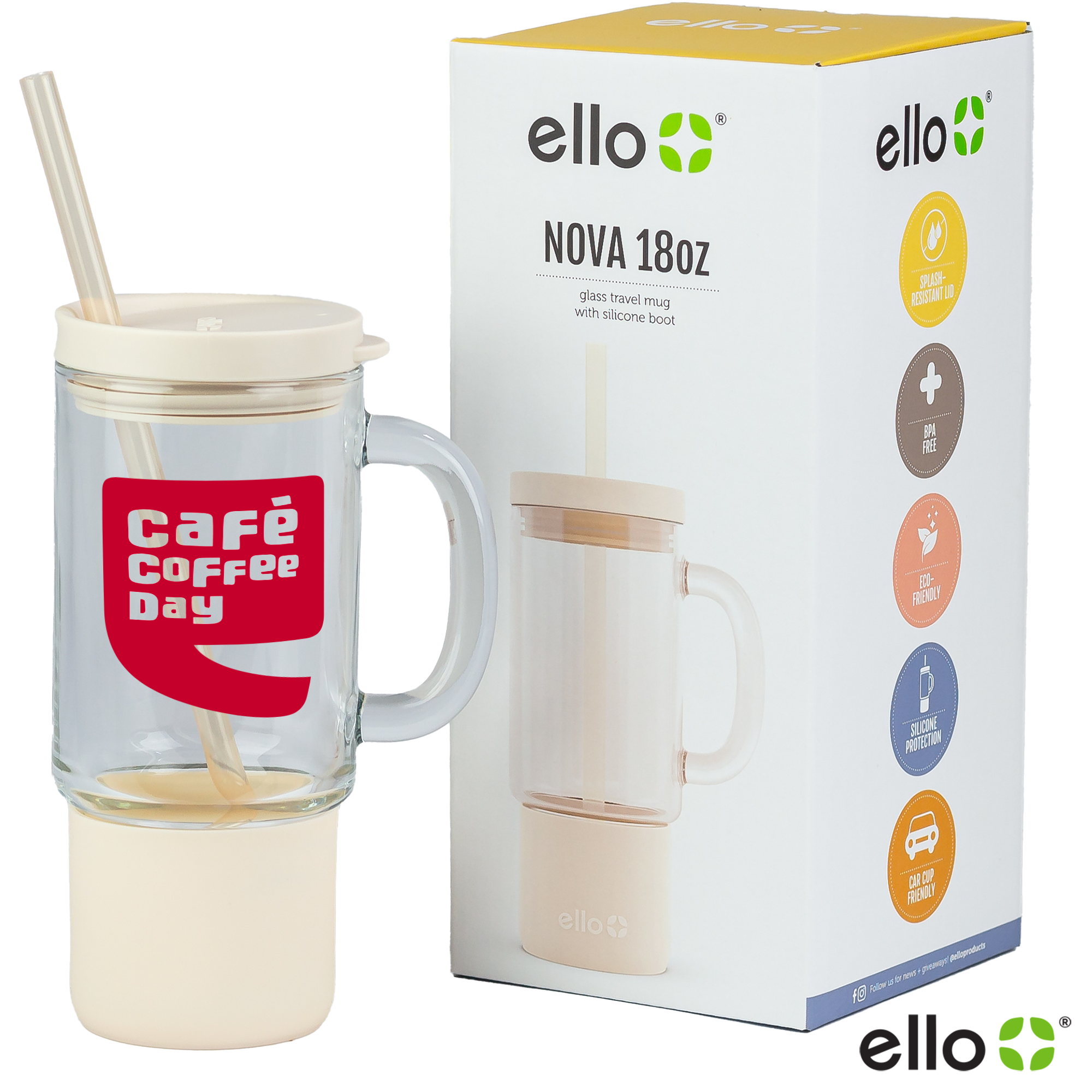 18 oz Ello Nova Glass Travel Mug 5