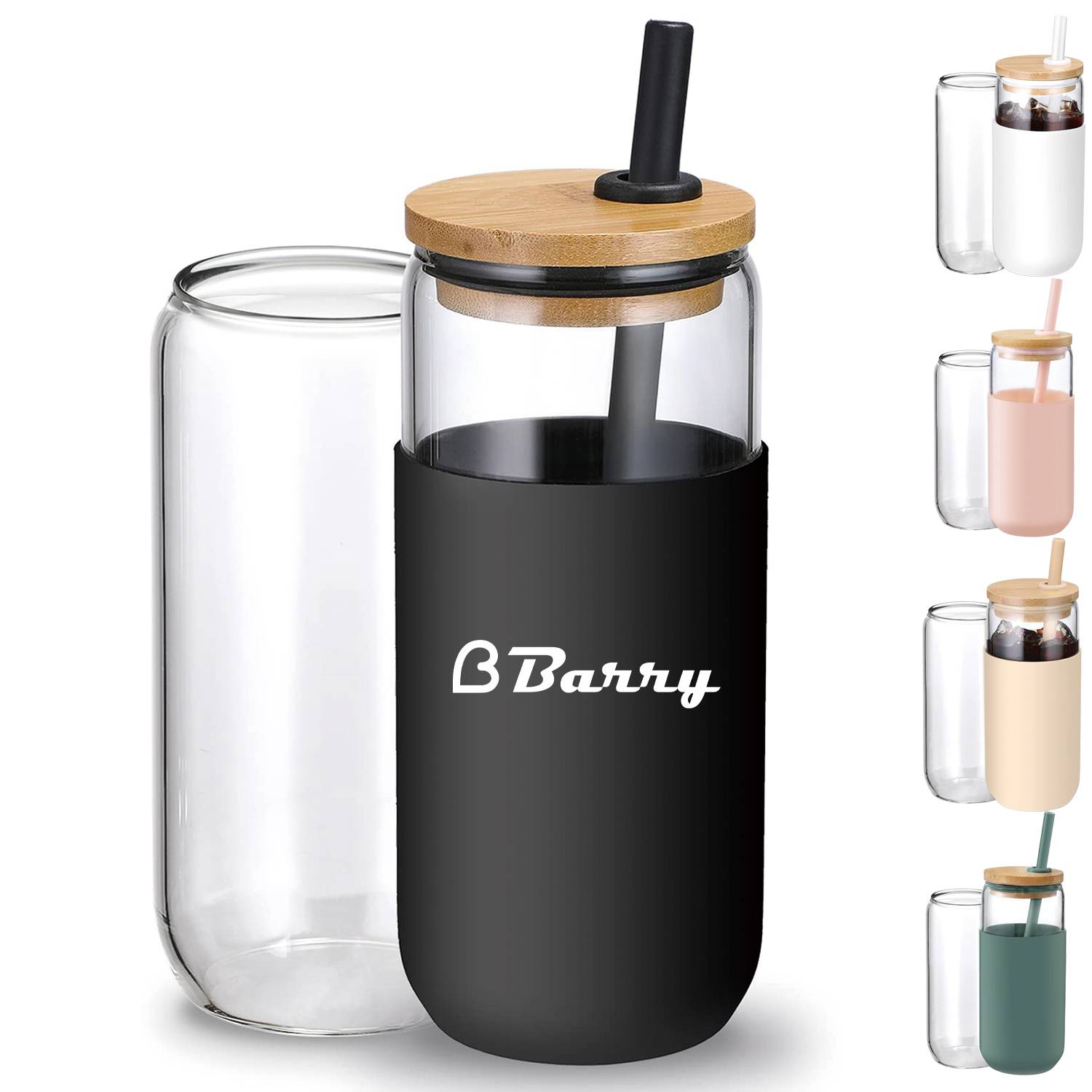 20oz Glass Water Tumbler with Silicone Protective Sleeve 2